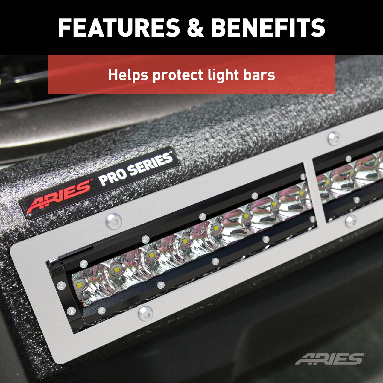 ARIES PC10OS Pro Series 30-Inch Brushed Stainless Steel Grille Guard Light Bar Cover Plate thumbnail 4