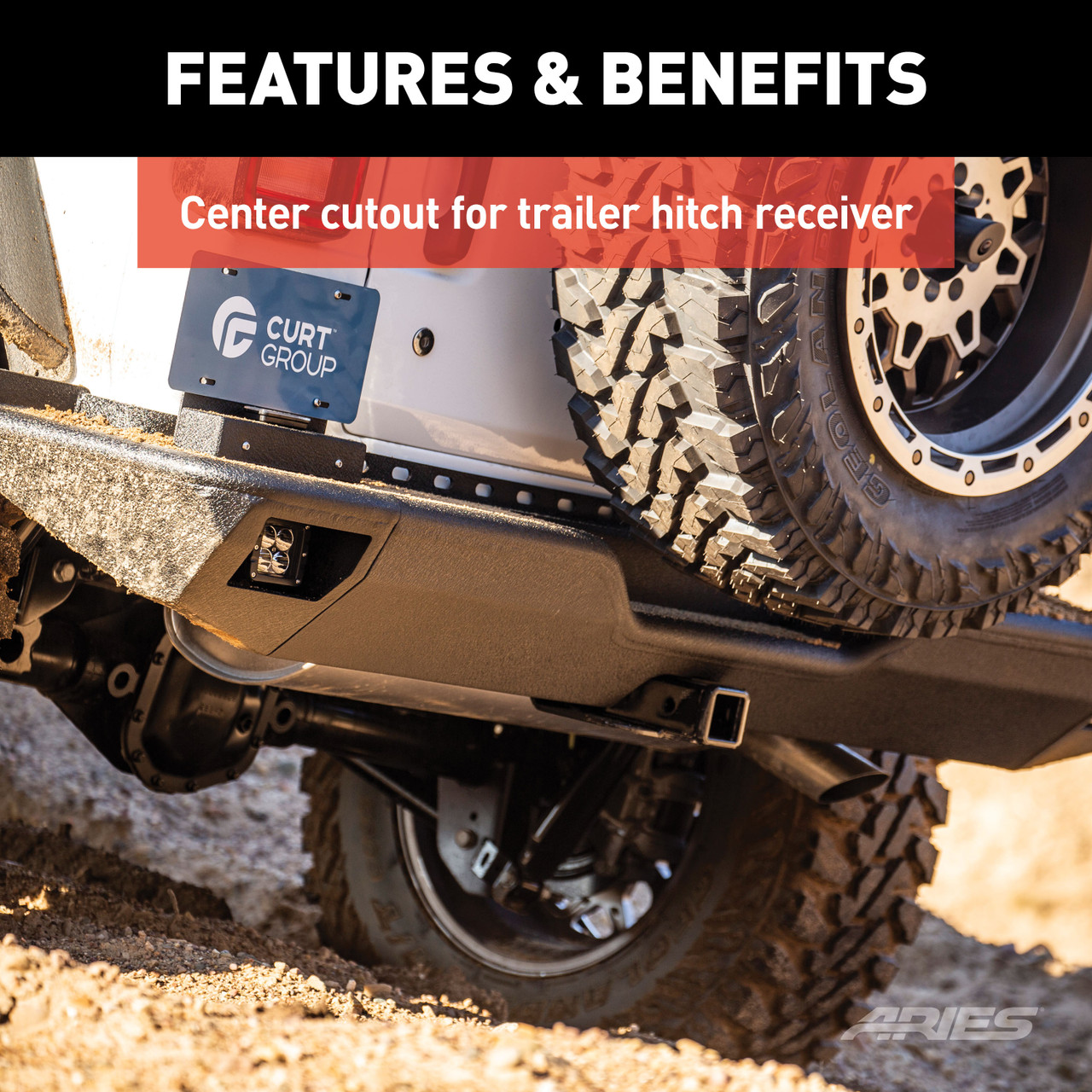 ARIES 2082083 TrailChaser Black Aluminum Rear Bumper with LED Lights, Select Jeep Wrangler JL thumbnail 3