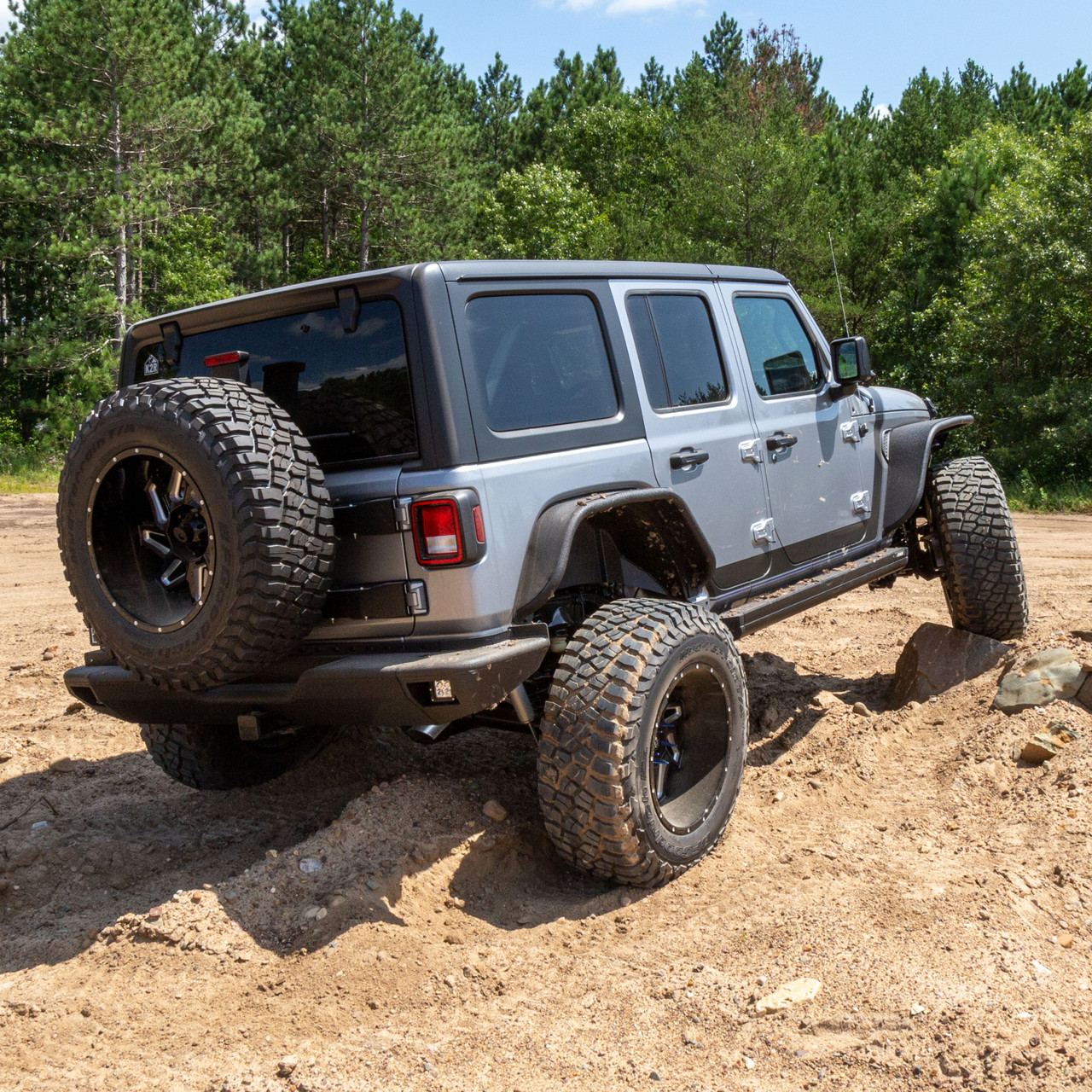 ARIES 2082083 TrailChaser Black Aluminum Rear Bumper with LED Lights, Select Jeep Wrangler JL thumbnail 7