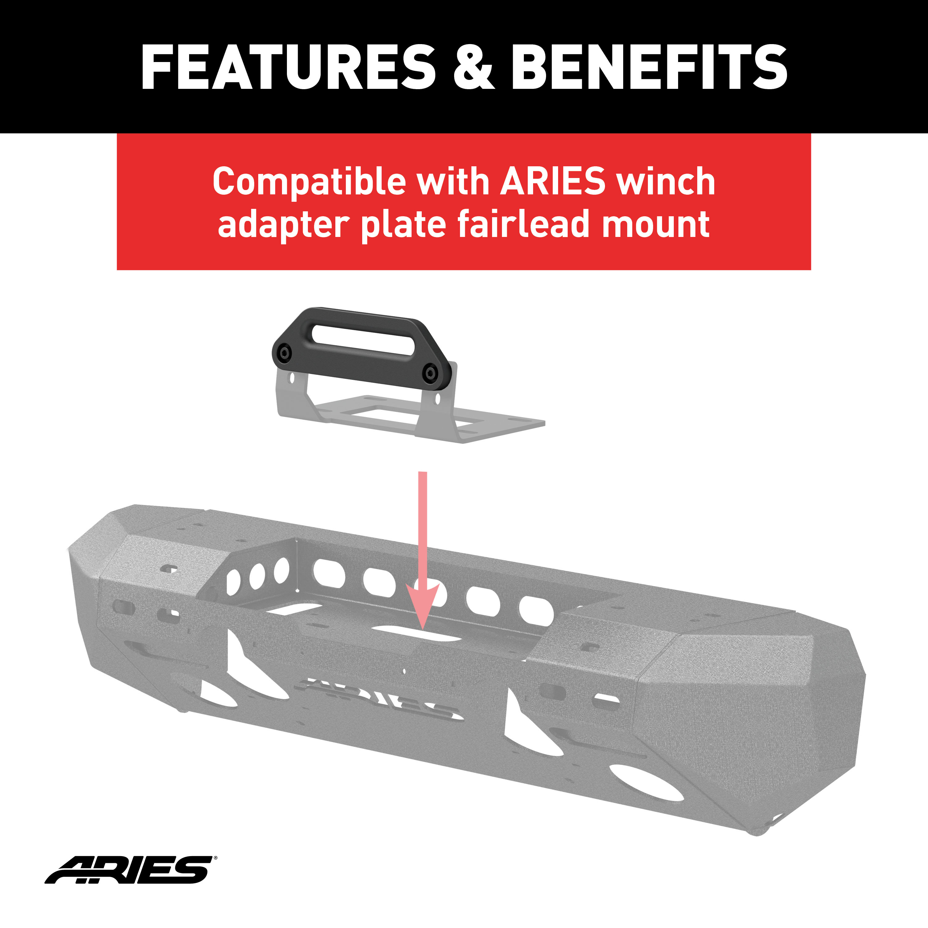 ARIES 2156070 Black Aluminum Hawse Fairlead thumbnail 2