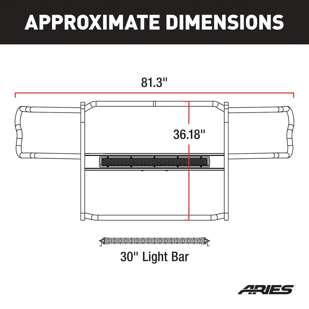 ARIES 2170030 Pro Series Black Steel Grille Guard with Light Bar, Select Chevrolet Silverado 1500 thumbnail 1