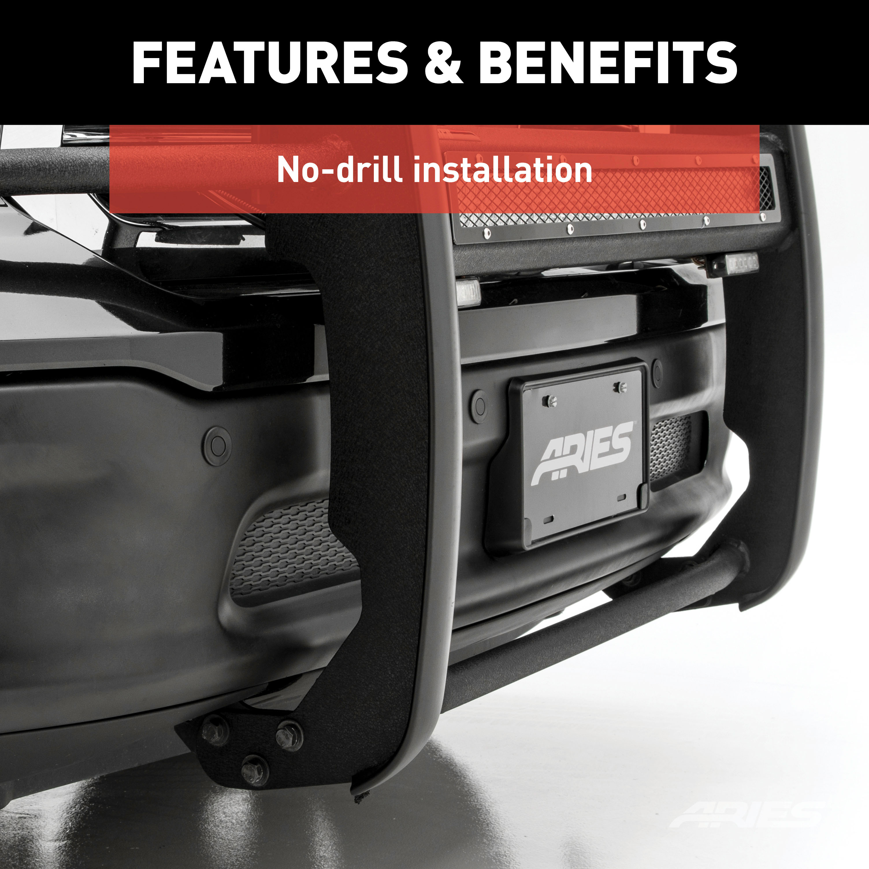 ARIES 2170006 Pro Series Black Steel Grille Guard with Light Bar, Select Toyota Tacoma thumbnail 8