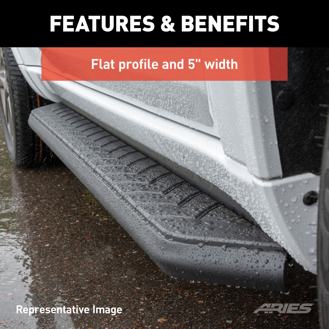 ARIES 2061014 AeroTread 5 x 70-Inch Black Stainless SUV Running Boards, Select Toyota Highlander thumbnail 4