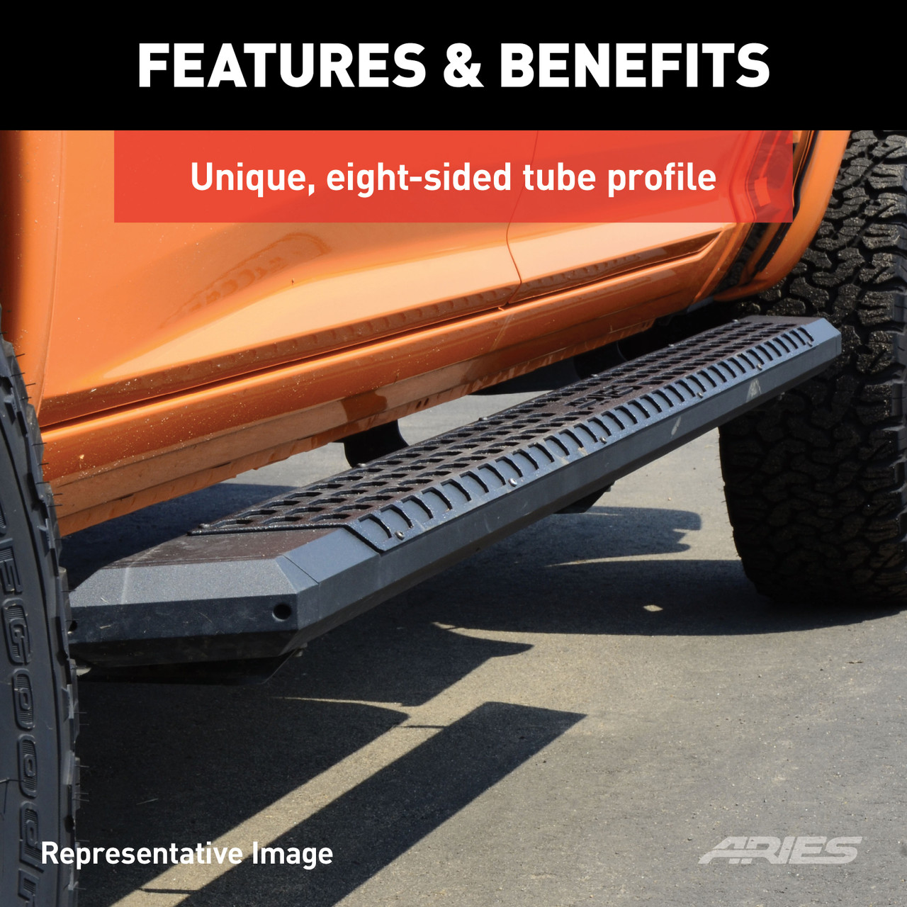 ARIES 2556001 AdvantEDGE Black Aluminum 53-Inch Truck Running Boards, Select Chevrolet Silverado, GMC Sierra 1500, 2500, 3500 HD thumbnail 4