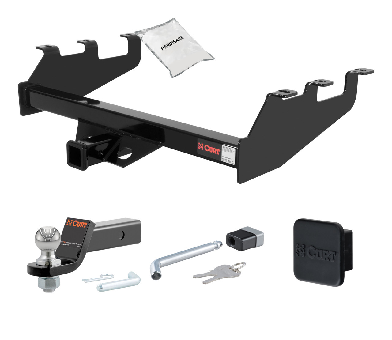 99 - 04 Chevrolet Silverado 2500 With Tommy Gate lift or 10" drop bumper 2in. CURT Trailer Hitch + Ball Mount + Cover + Lock Kit HWA456 thumbnail 0