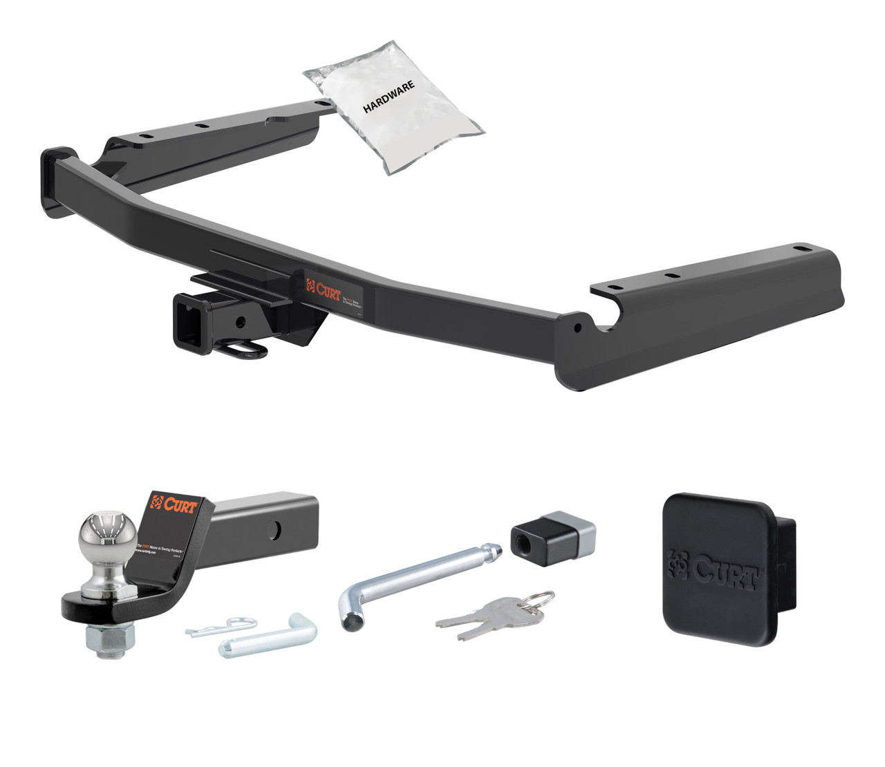 18 - 22 Lexus RX350L Excluding twin exhaust tips 2in. CURT Trailer Hitch + Ball Mount + Cover + Lock Kit HWA1707 thumbnail 0