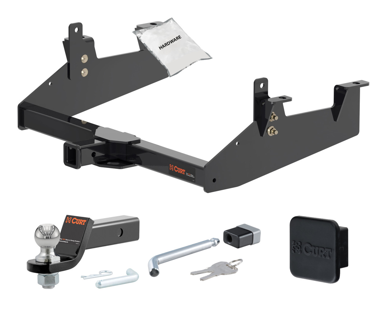 20 - 24 Chevrolet Silverado 3500 HD 6' bed, excluding factory receiver, Tommy Gate lift or cab & chassis 2in. CURT Trailer Hitch + Ball Mount + Cover + Lock Kit HWA549 thumbnail 0