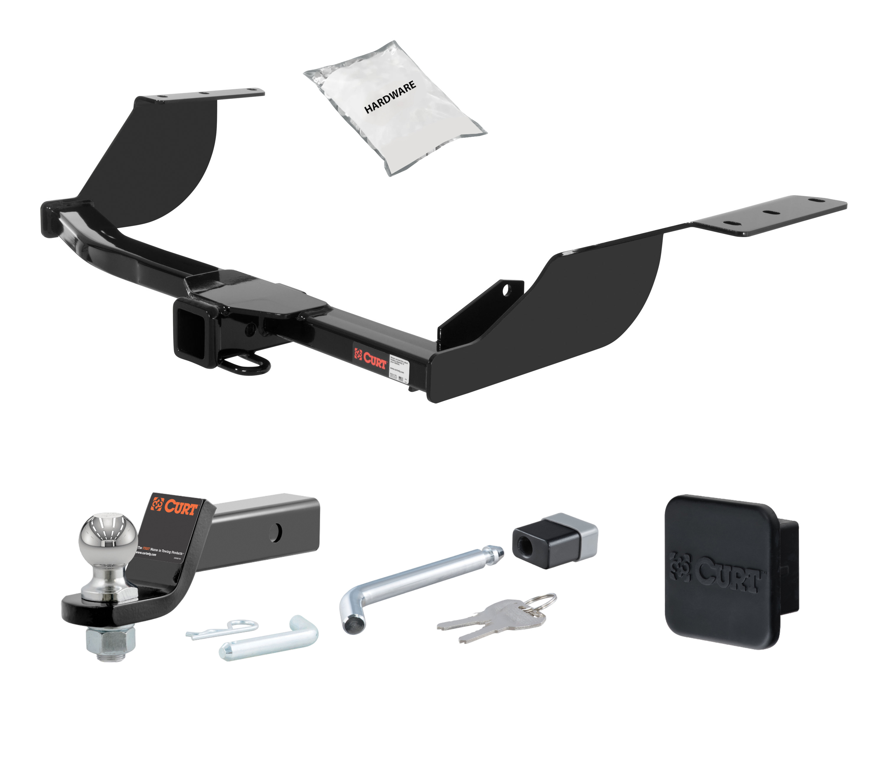 07 - 13 Mitsubishi Outlander 2in. CURT Trailer Hitch + Ball Mount + Cover + Lock Kit HWA1989 thumbnail 0