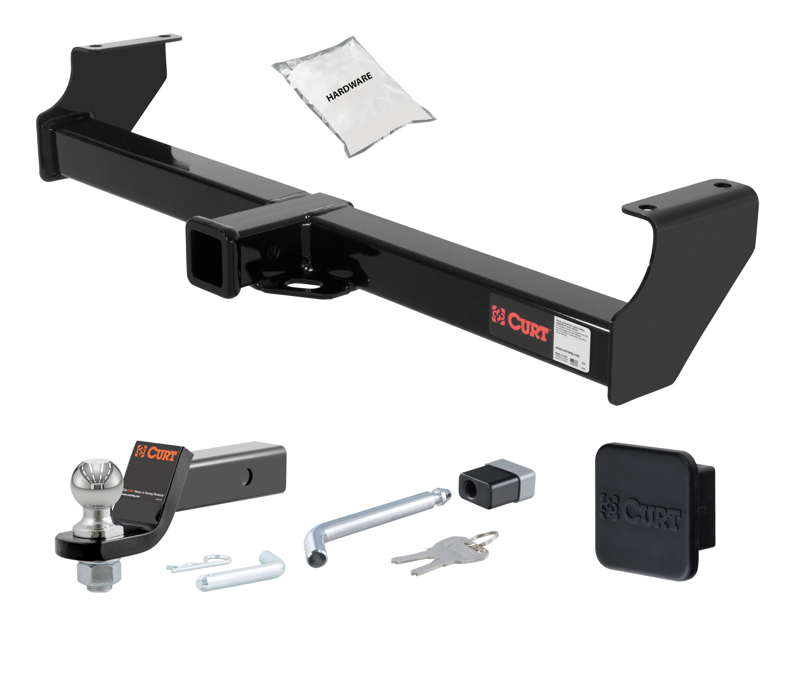 99 - 05 Suzuki Grand Vitara Excluding XL-7 2in. CURT Trailer Hitch + Ball Mount + Cover + Lock Kit HWA2332 thumbnail 0