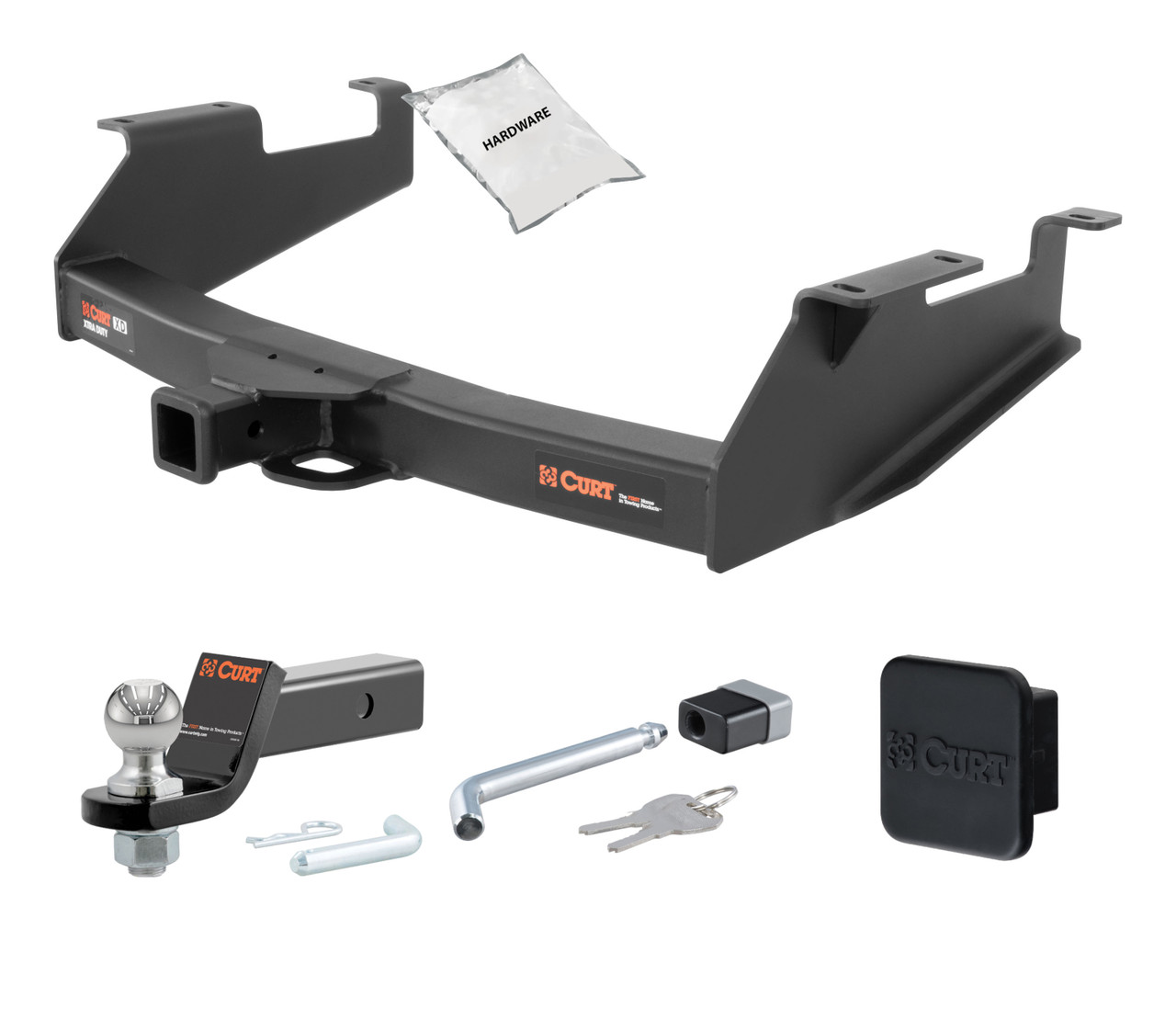 01 - 06 Chevrolet Silverado 3500 8' bed, with 10" drop bumper 2in. CURT Trailer Hitch + Ball Mount + Cover + Lock Kit HWA530 thumbnail 0