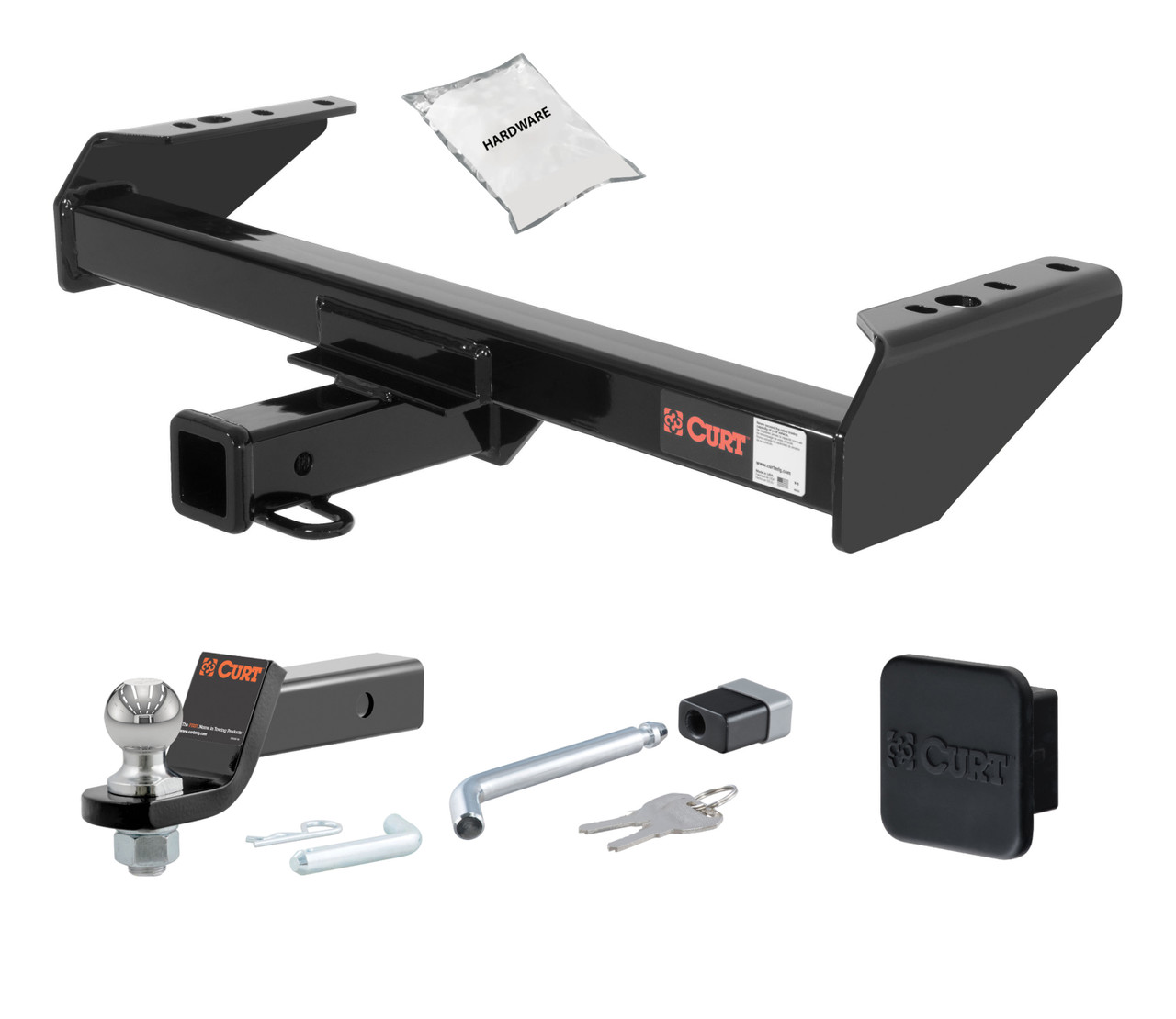 88 - 00 Chevrolet K2500 Cab & chassis 2in. CURT Trailer Hitch + Ball Mount + Cover + Lock Kit HWA384 thumbnail 0