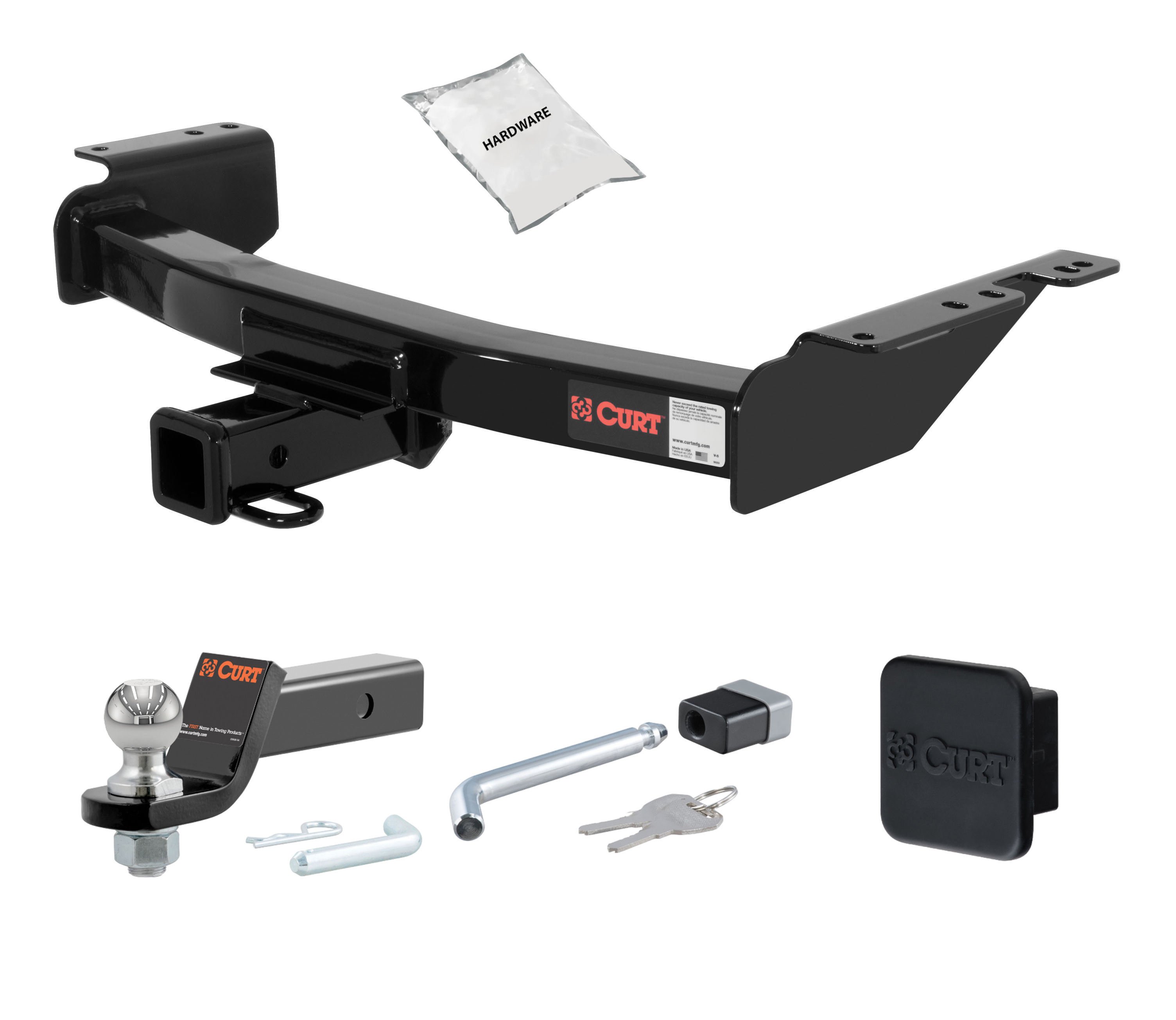 97 - 99 Pontiac Trans Sport 2in. CURT Trailer Hitch + Ball Mount + Cover + Lock Kit HWA2140 thumbnail 0