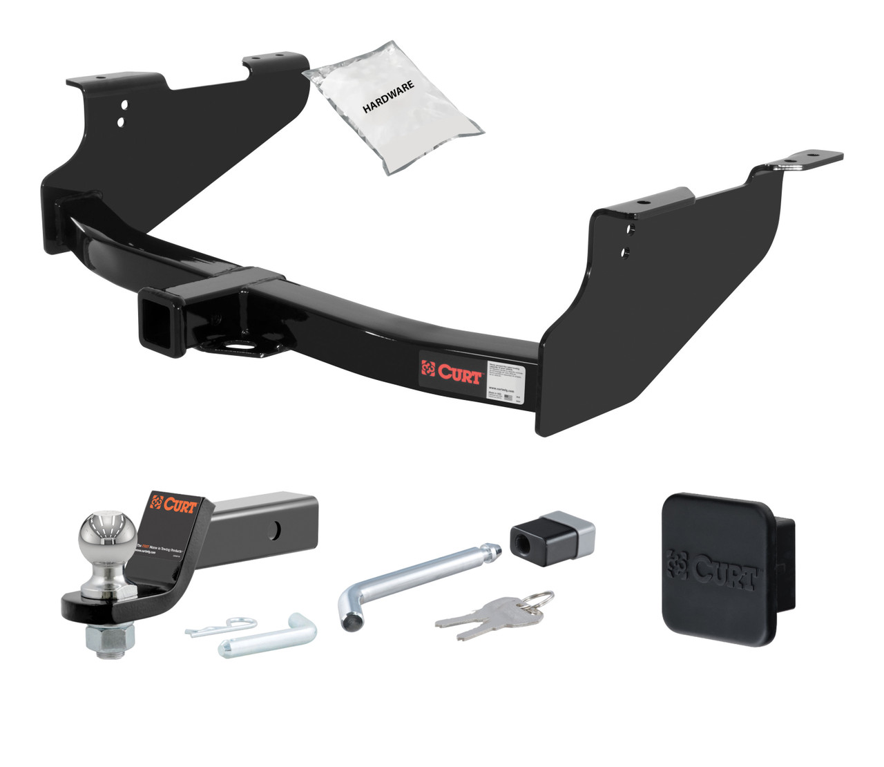 03 - 10 Dodge Ram 3500  Excluding factory receiver 2in. CURT Trailer Hitch + Ball Mount + Cover + Lock Kit HWA741 thumbnail 0