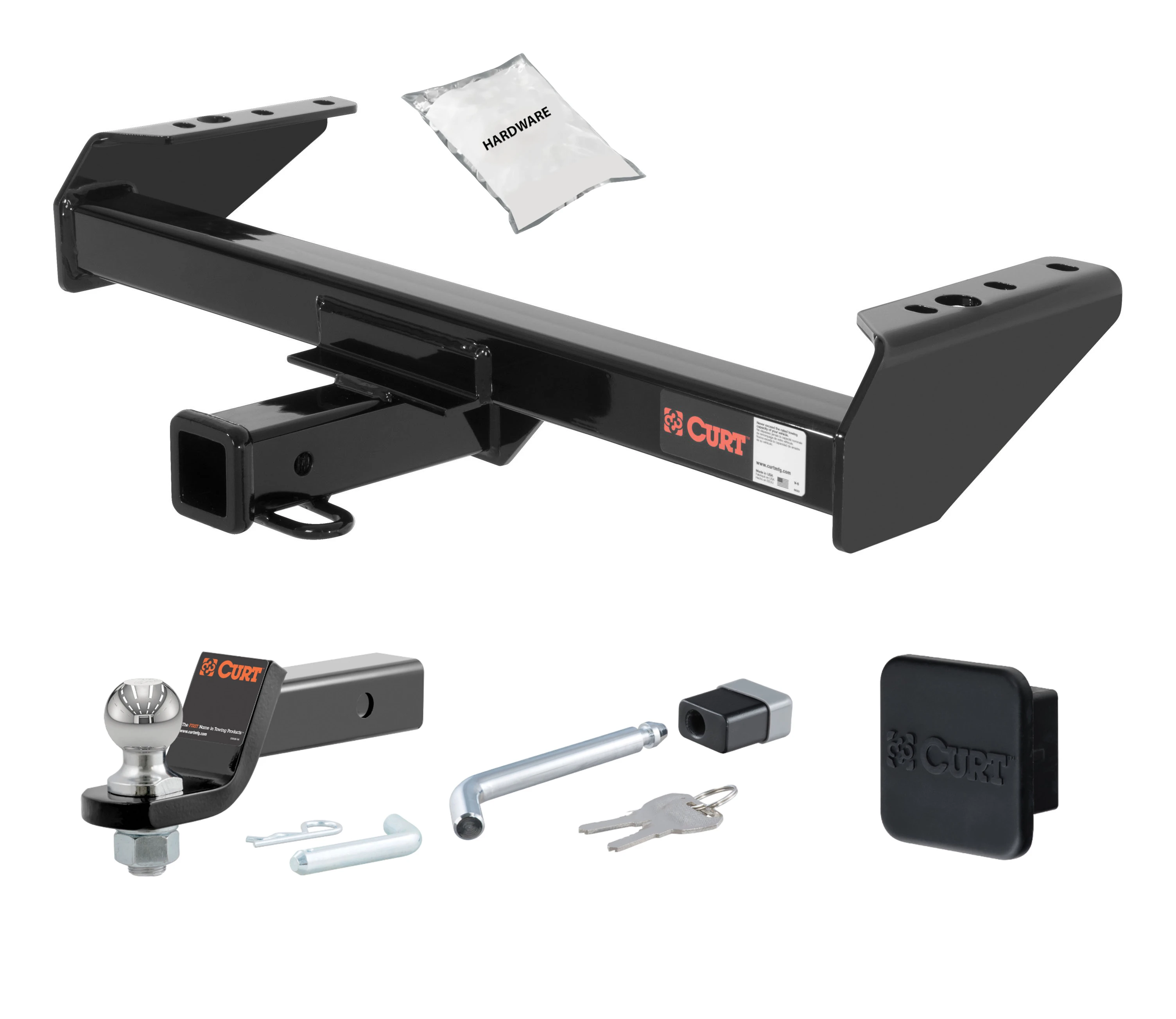 88 - 97 Ford F Super Duty Cab & chassis with 34" frame width (O.D.) 2in. CURT Trailer Hitch + Ball Mount + Cover + Lock Kit HWA845 thumbnail 0