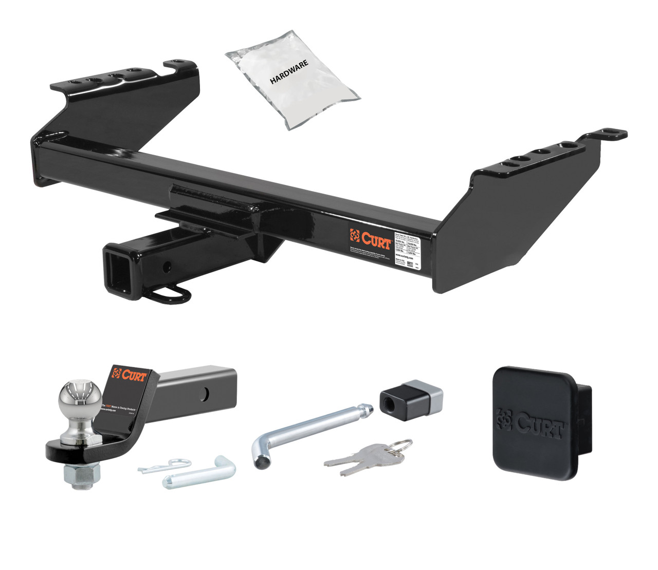 73 - 99 Ford   Old body, excluding 10" drop bumper and 73 - 79 crew cab 2in. CURT Trailer Hitch + Ball Mount + Cover + Lock Kit HWA875 thumbnail 0