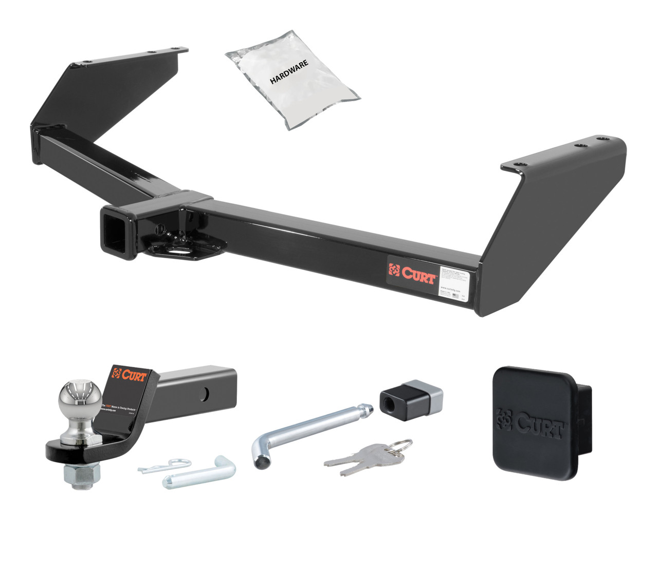 99 - 03 Dodge Van (full size) Excluding factory step bumper 2in. CURT Trailer Hitch + Ball Mount + Cover + Lock Kit HWA774 thumbnail 0