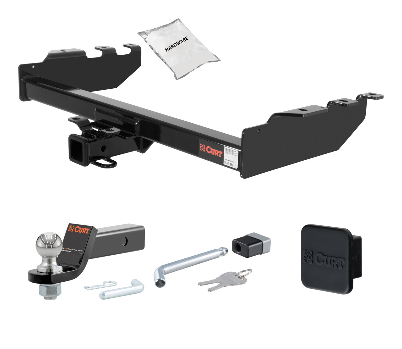 07 - 07 GMC Sierra 1500 Classic Excluding roll pan bumper, Tommy Gate lift or 10" drop bumper 2in. CURT Trailer Hitch + Ball Mount + Cover + Lock Kit HWA1156 thumbnail 0