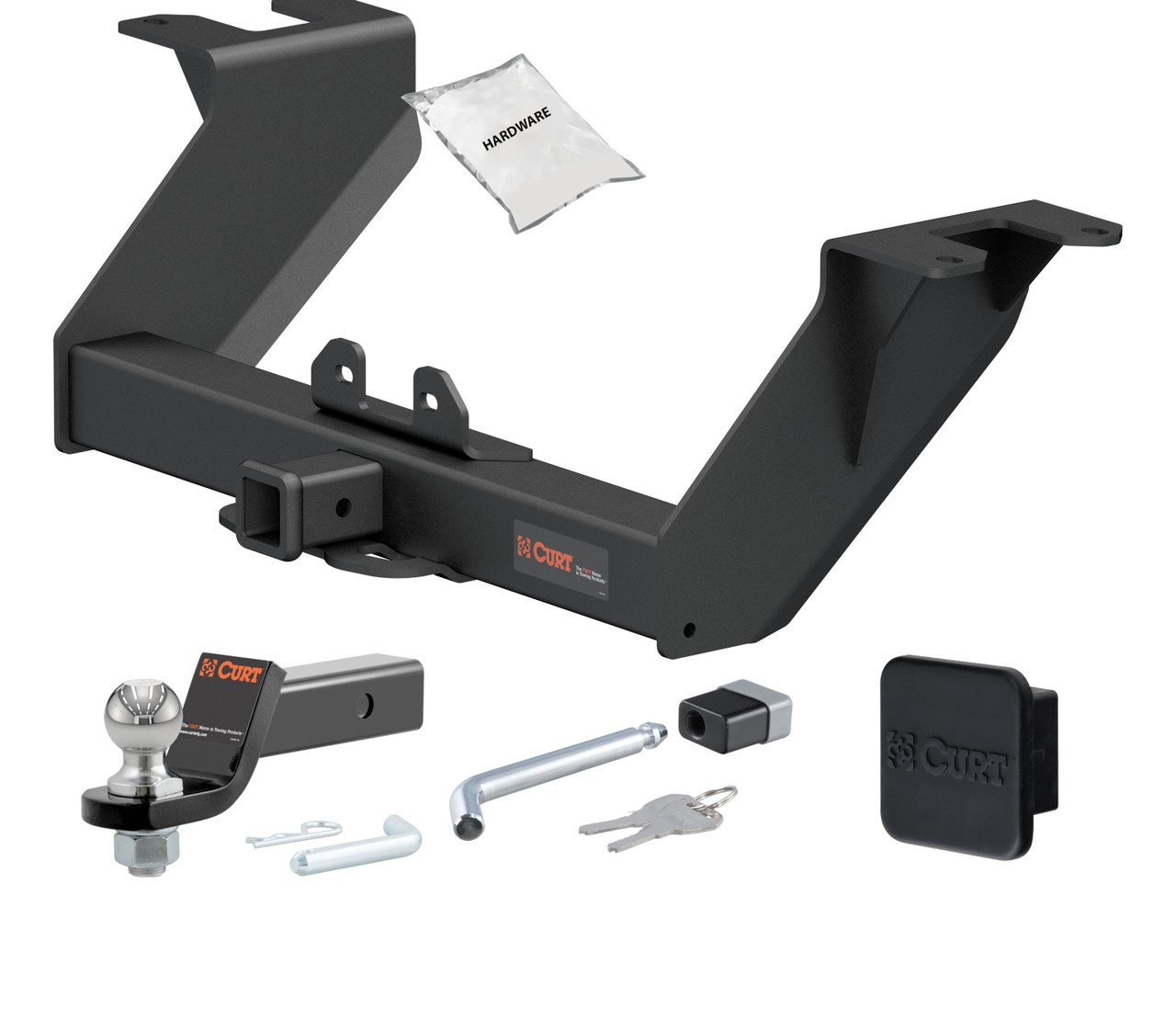19 - 24 GMC Sierra 1500 With factory receiver 2in. CURT Trailer Hitch + Ball Mount + Cover + Lock Kit HWA1143 thumbnail 0