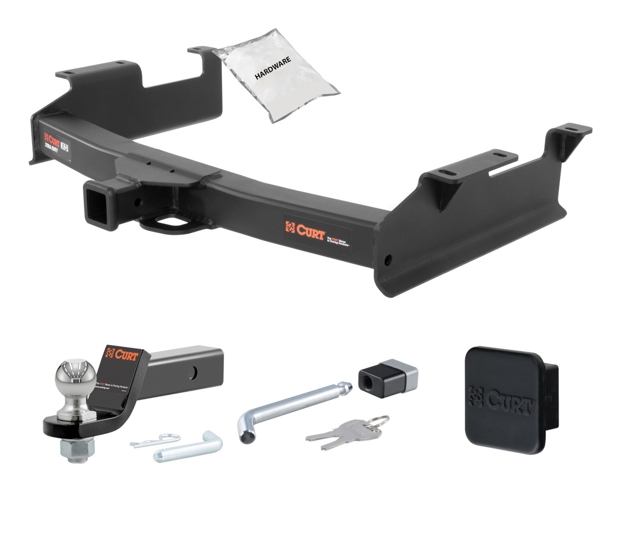 01 - 06 GMC Sierra 3500 8' bed, factory replacement hitch 2in. CURT Trailer Hitch + Ball Mount + Cover + Lock Kit HWA1247 thumbnail 0
