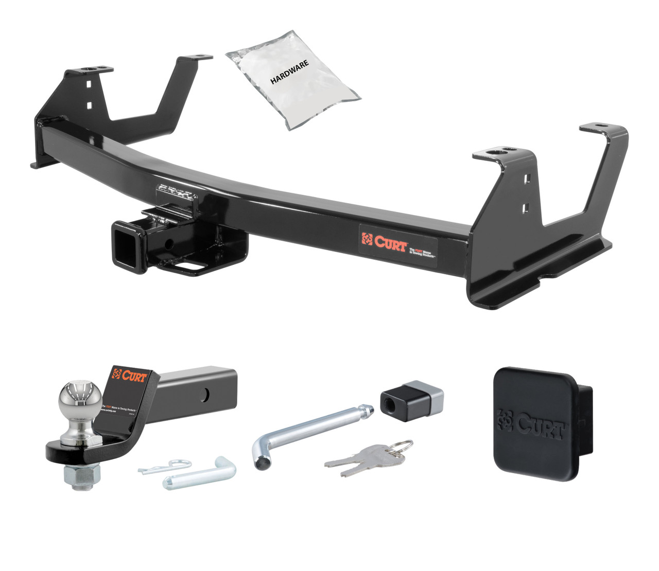 15 - 19 GMC Sierra 3500 HD 6' bed, excluding factory receiver, Tommy Gate lift or cab & chassis 2in. CURT Trailer Hitch + Ball Mount + Cover + Lock Kit HWA1271 thumbnail 0