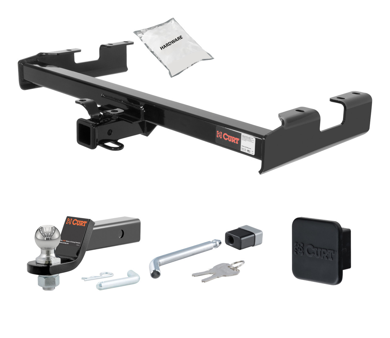 07 - 07 GMC Sierra 2500 HD Classic 6' bed, excluding factory receiver, Tommy Gate lift or cab & chassis 2in. CURT Trailer Hitch + Ball Mount + Cover + Lock Kit HWA1230 thumbnail 0