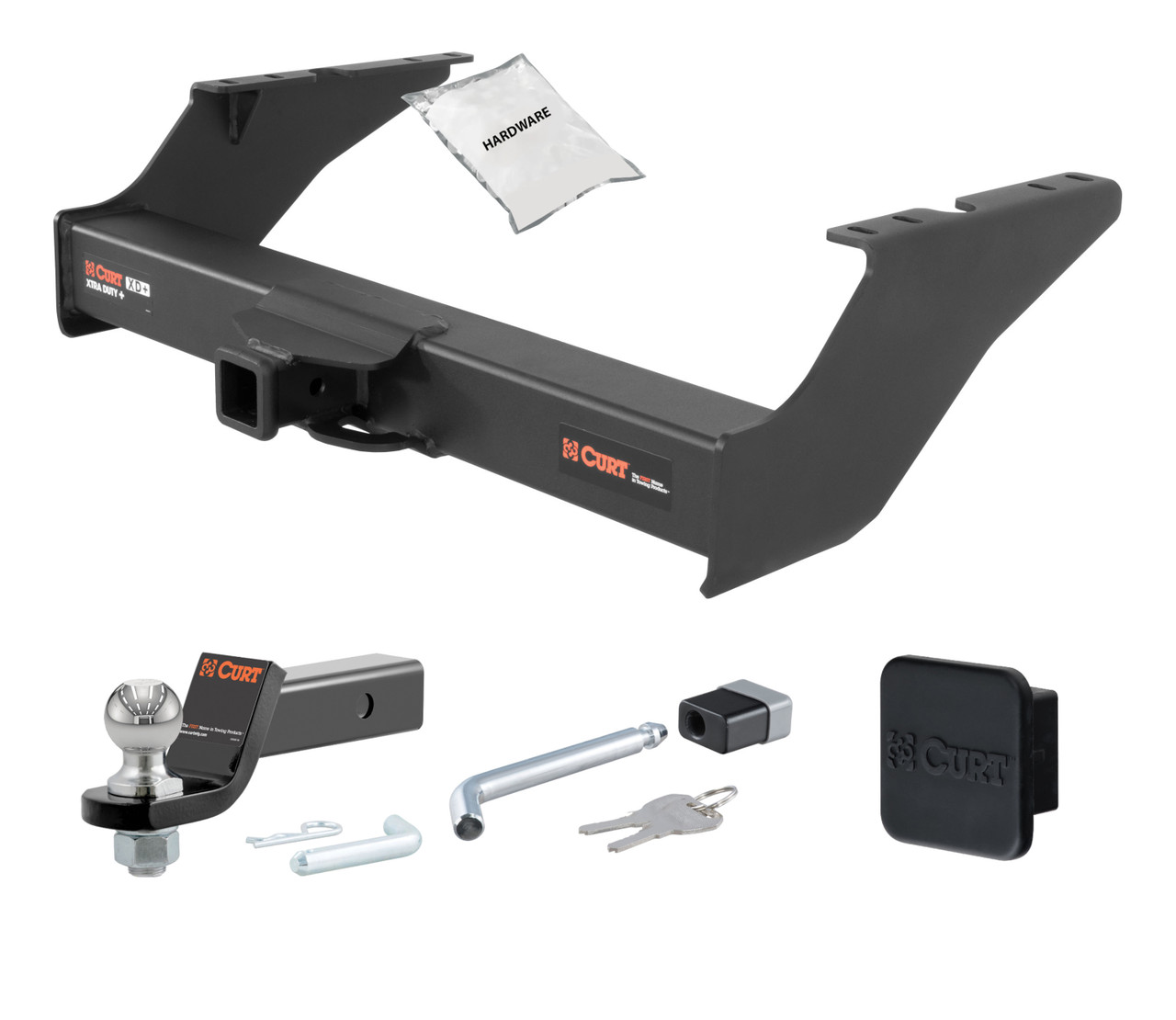 99 - 16 Ford F-350 Super Duty Excluding cab & chassis 2in. CURT Trailer Hitch + Ball Mount + Cover + Lock Kit HWA902 thumbnail 0