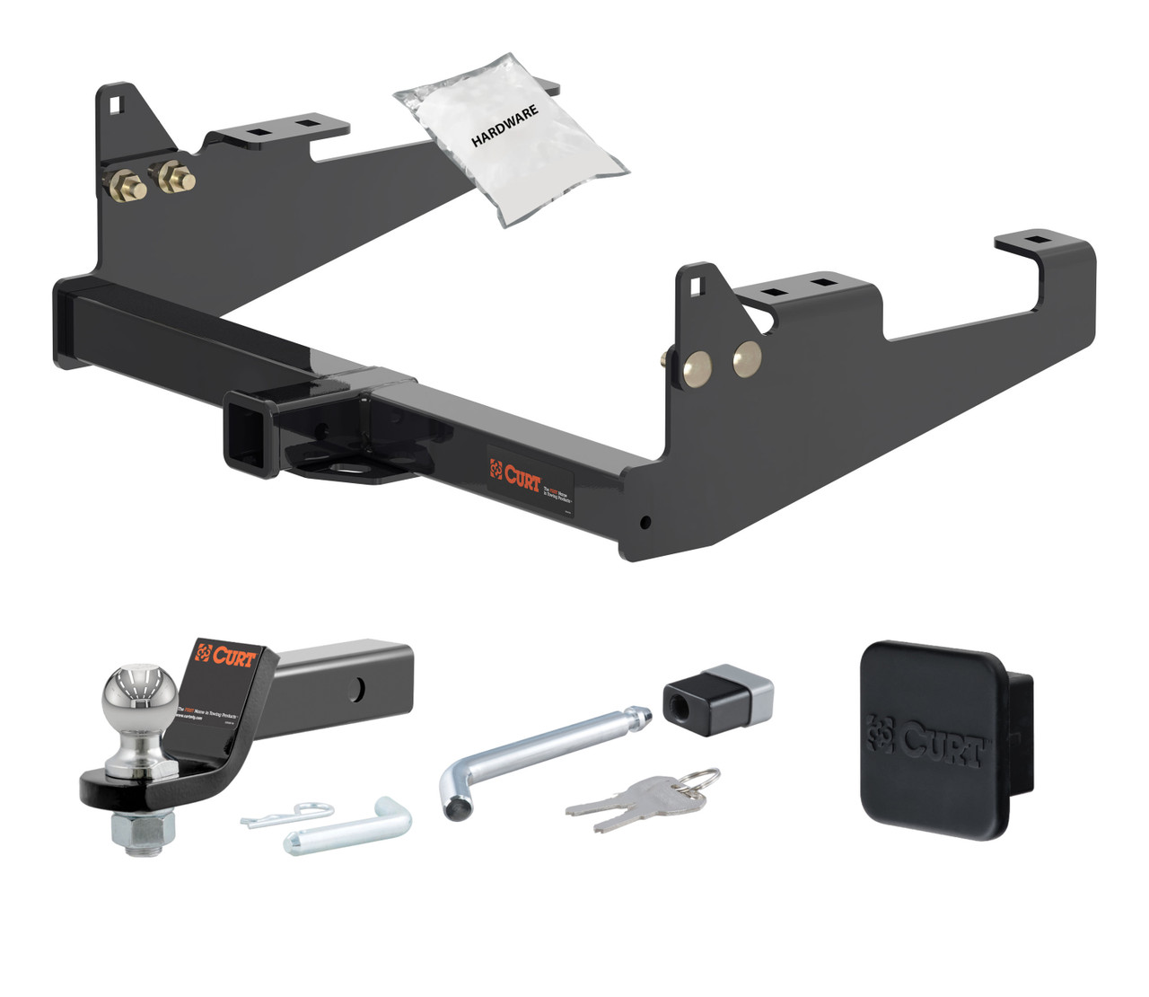 20 - 24 Ford F-350 Super Duty Cab & chassis with 34" frame width (O.D.) 2in. CURT Trailer Hitch + Ball Mount + Cover + Lock Kit HWA906 thumbnail 0