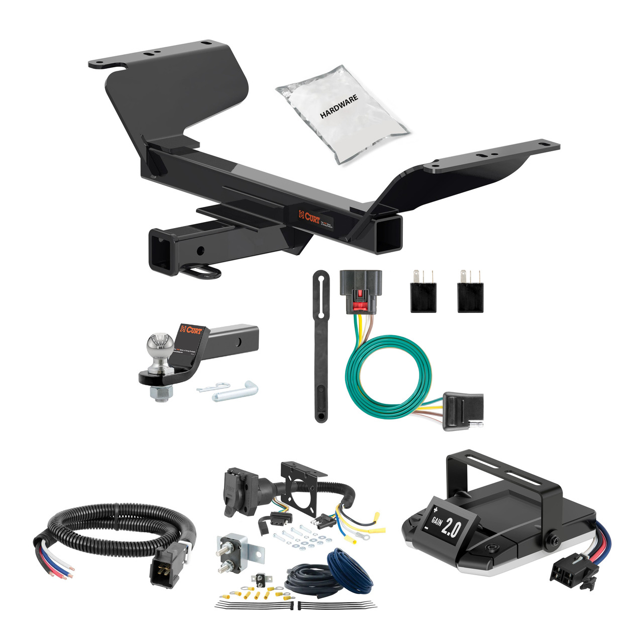 18-24 GMC Terrain Excluding diesel 1.25 CURT Trailer Hitch + Assure Proportional Brake Controller Kit HBCW1302 thumbnail 0