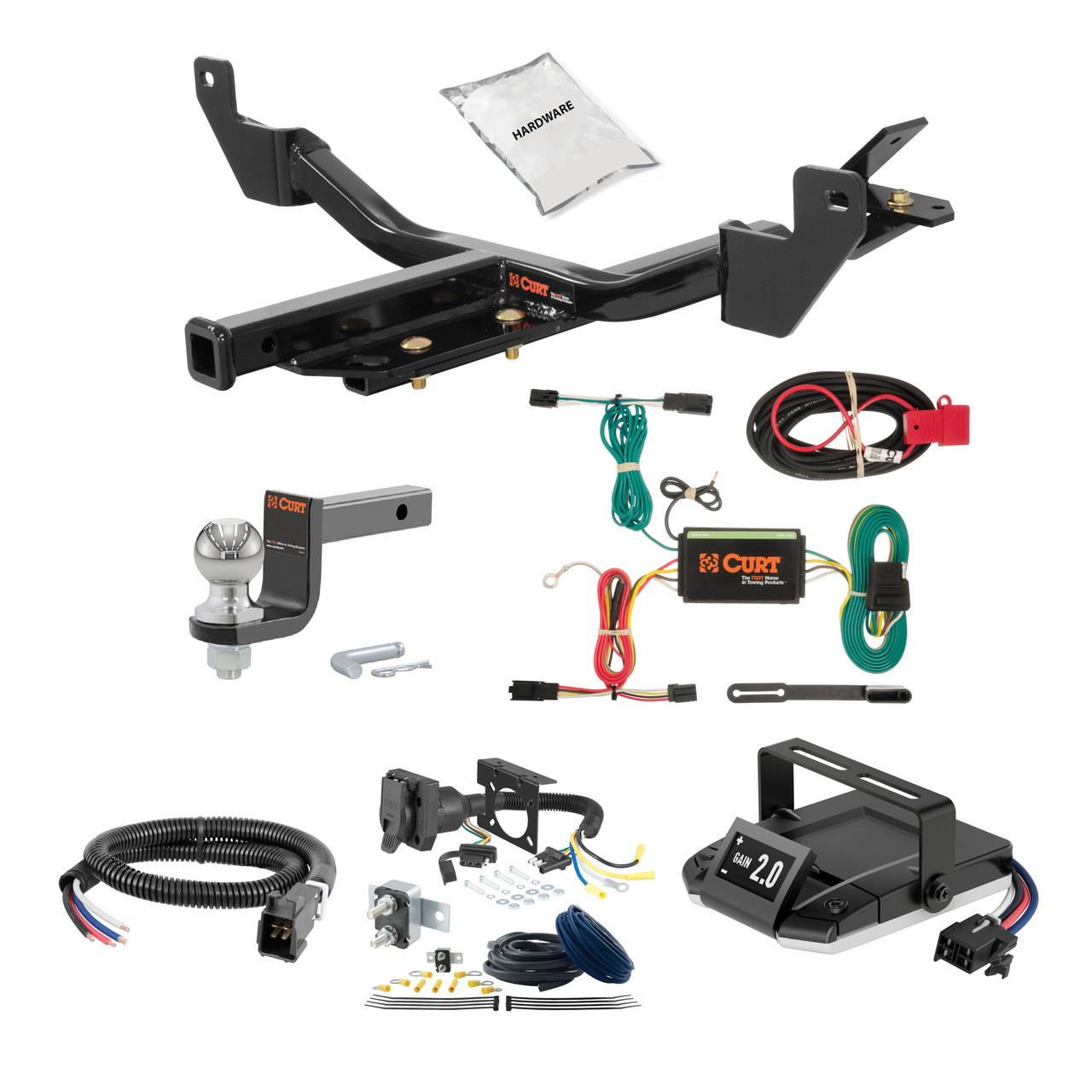 16-25 Chevrolet Malibu Sedan 1.25 CURT Trailer Hitch + Assure Proportional Brake Controller Kit HBCW399 thumbnail 0