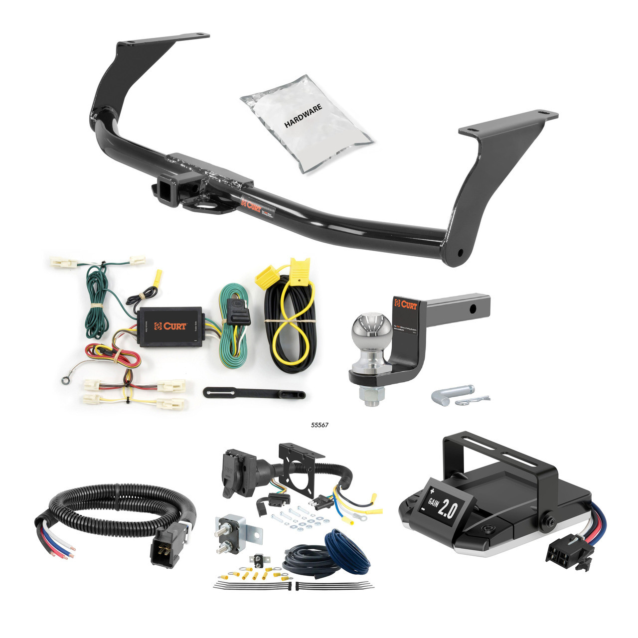 19-21 Mazda 3 Sedan 1.25 CURT Trailer Hitch + Assure Proportional Brake Controller Kit HBCW1762 thumbnail 0