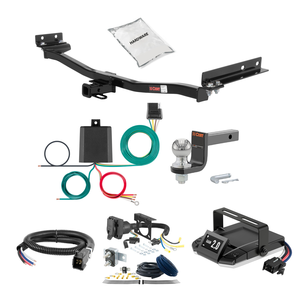 84-87 Mercedes-Benz 190E FLAT CURT Trailer Hitch + Assure Proportional Brake Controller Kit HBCW1831 thumbnail 0