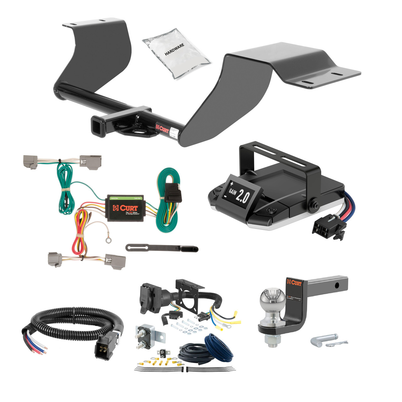 00-24 Ford F-650 Cab & chassis with 34" frame width (O.D.) 2.5 CURT Trailer Hitch + Assure Proportional Brake Controller Kit HBCW926 thumbnail 0