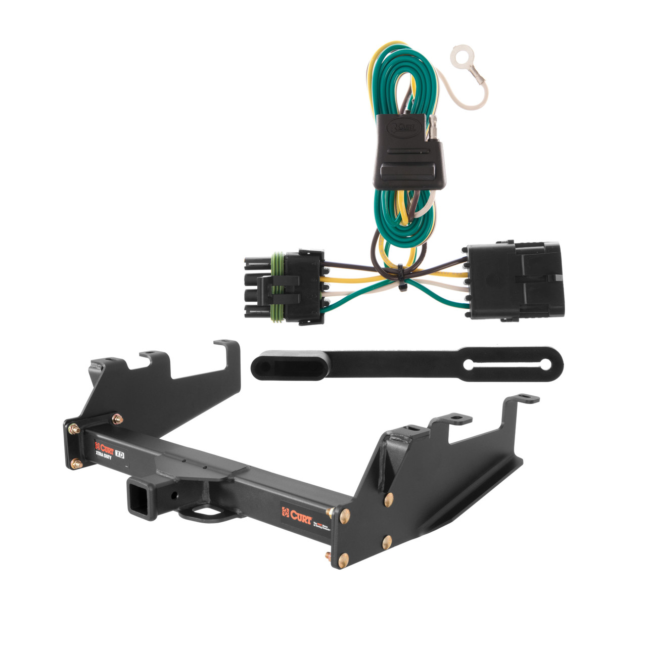 1988 - 2000 GMC C3500 Excluding with dual exhaust, 10" step bumper or cab & chassis Curt 2", Class 5 Trailer Tow Hitch + 4-flat Wiring Kit 15325 thumbnail 0