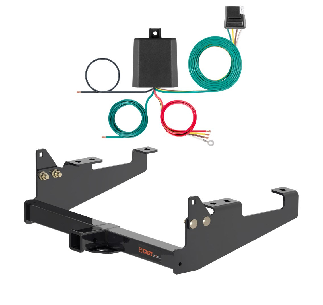 2020 - 2026 Ford F-350 Super Duty Cab & chassis with 34" frame width (O.D.) Curt 2", Class 4 Trailer Tow Hitch + 4-flat Wiring Kit 14018 thumbnail 0
