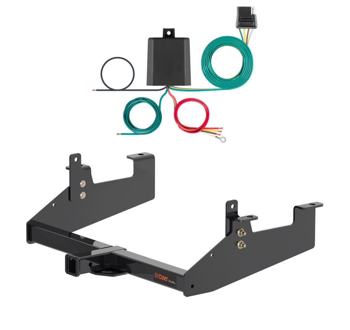 2020 - 2026 GMC Sierra 3500 HD 8' bed, excluding factory receiver, Tommy Gate lift or cab & chassis Curt 2", Class 3 Trailer Tow Hitch + 4-flat Wiring Kit 13447 thumbnail 0