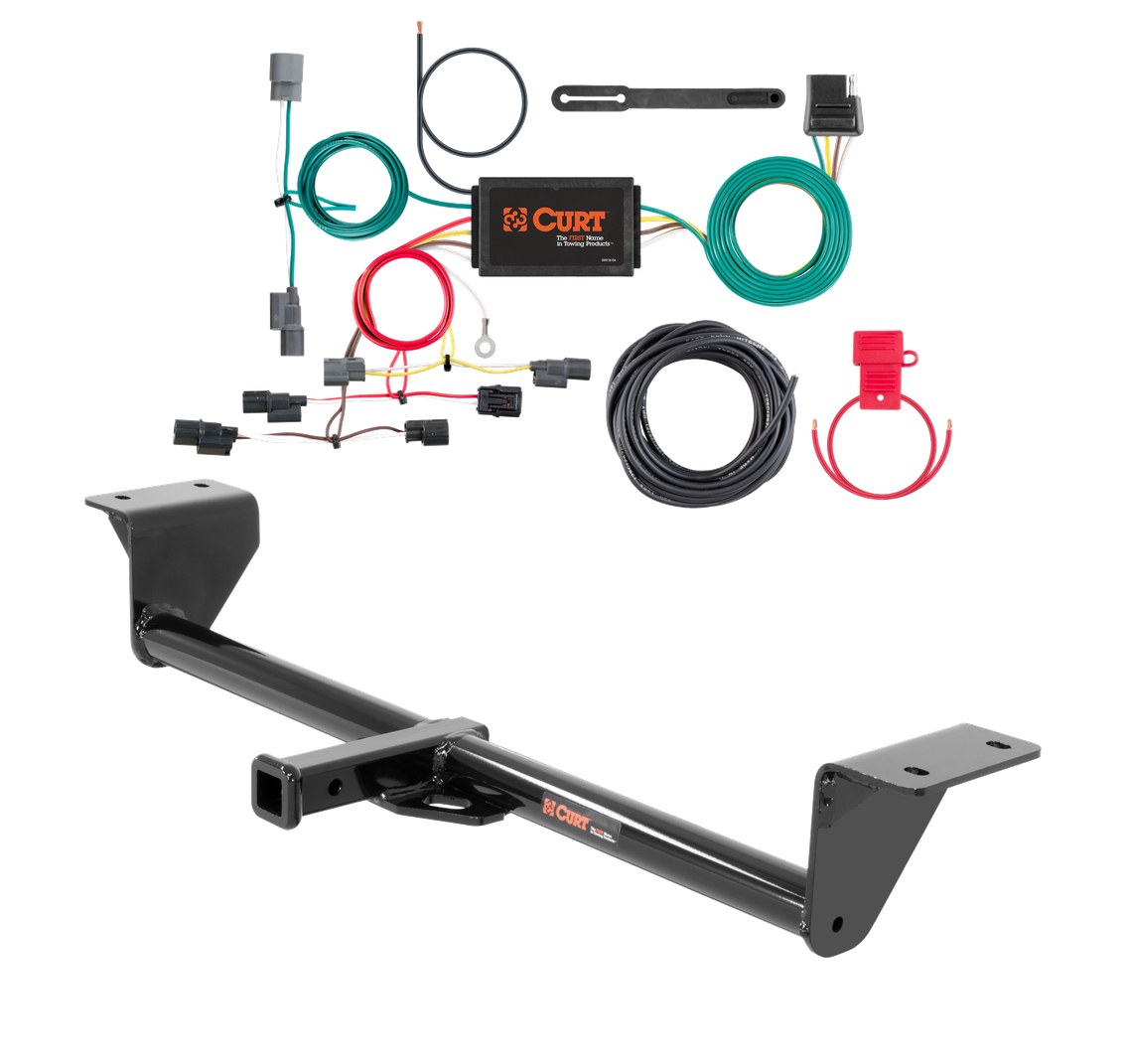 2016 - 2018 Honda Civic Sedan, excluding center exhaust Curt 1-1/4", Class 1 Trailer Tow Hitch + 4-flat Wiring Kit 11604 thumbnail 0