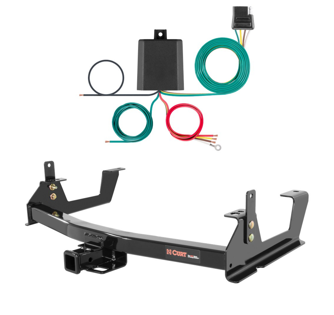 2015 - 2019 Chevrolet Silverado 2500 HD 8' bed, excluding factory receiver, Tommy Gate lift or cab & chassis Curt 2", Class 3 Trailer Tow Hitch + 4-flat Wiring Kit 13187 thumbnail 0