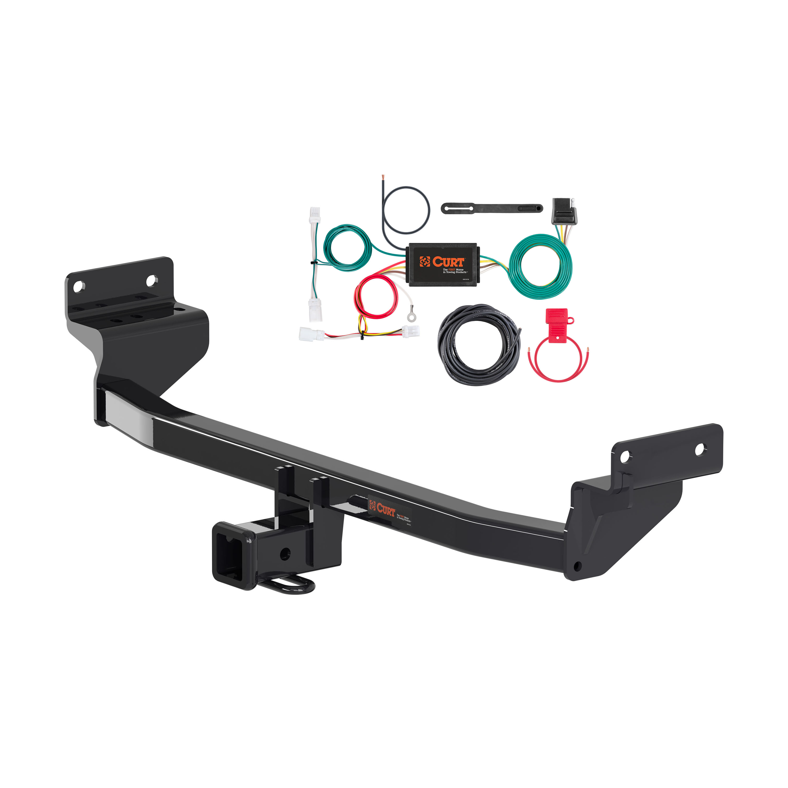17 - 22 Kia Niro Excluding plug-in and EV models Curt 2", Class 3 Trailer Tow Hitch + 4-flat Wiring Kit 13329 thumbnail 0