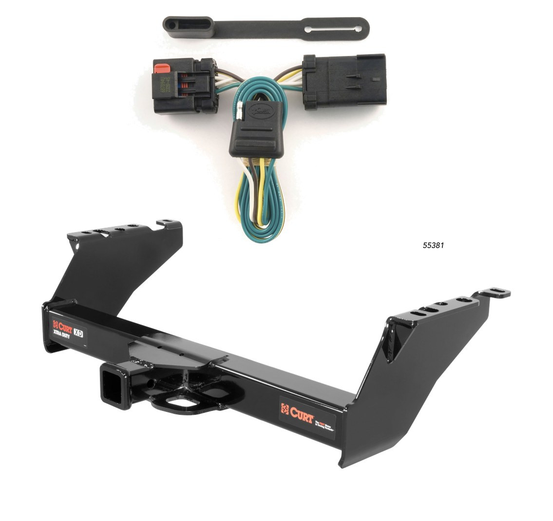 2000 - 2002 Dodge Ram 2500 Excluding roll pan bumper Curt 2", Class 5 Trailer Tow Hitch + 4-flat Wiring Kit 15300 thumbnail 0