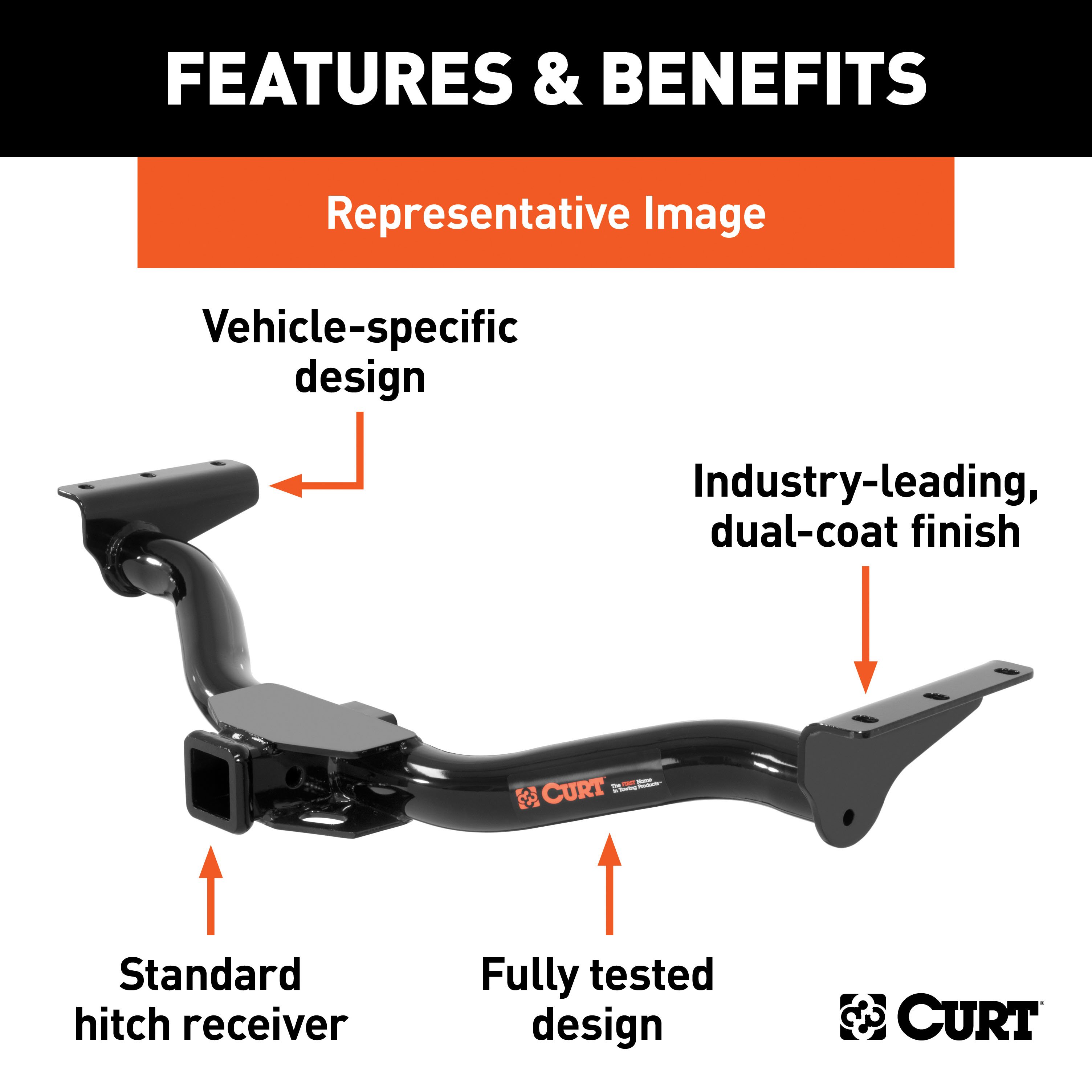 2025 - 2026 Ford Explorer Curt 2", Class 3 Trailer Tow Hitch + 4-flat Wiring Kit 13438 thumbnail 3