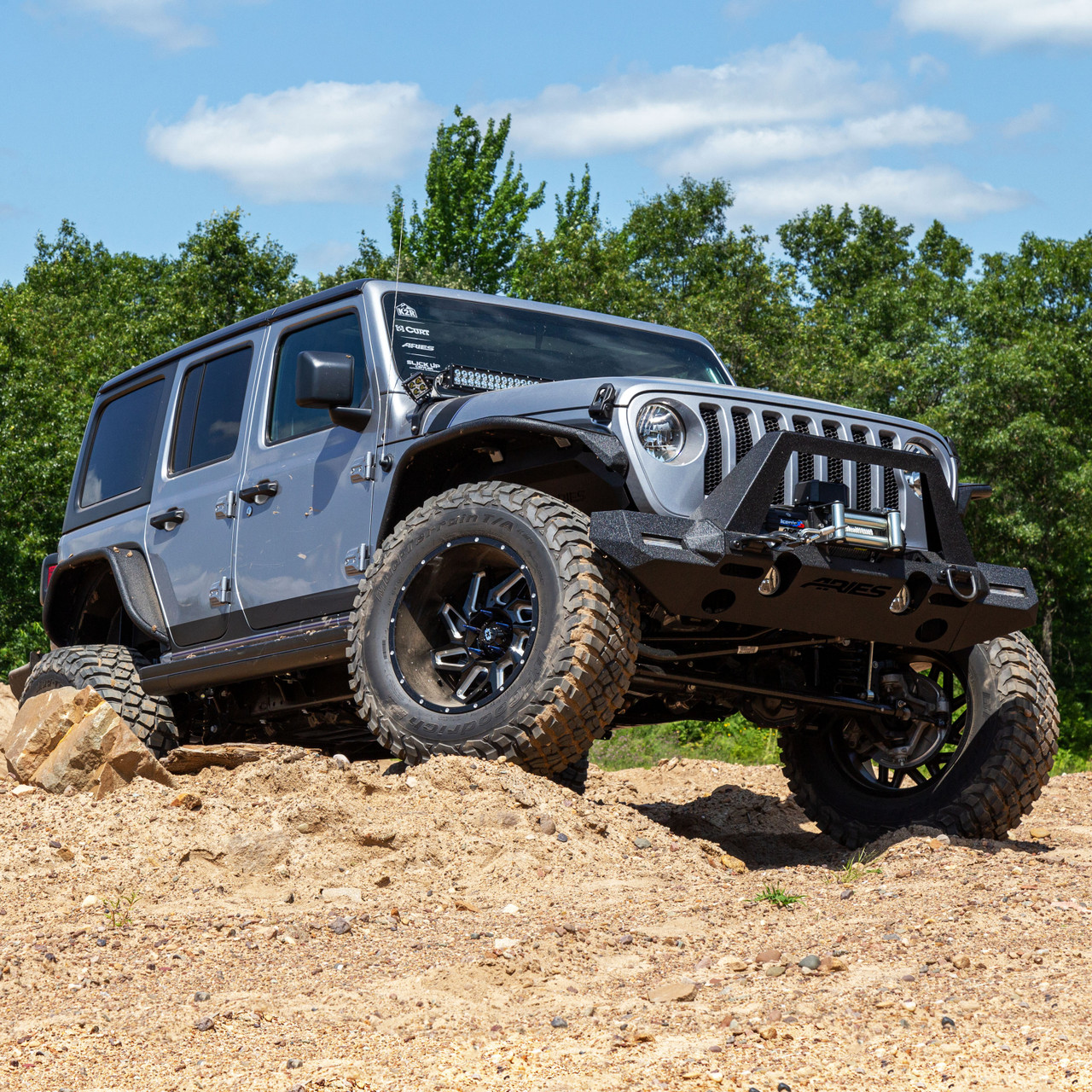 ARIES 2082099 TrailChaser Black Aluminum Front Bumper with Brush Guard and Winch Mount, Select Jeep Wrangler JL, Gladiator thumbnail 8