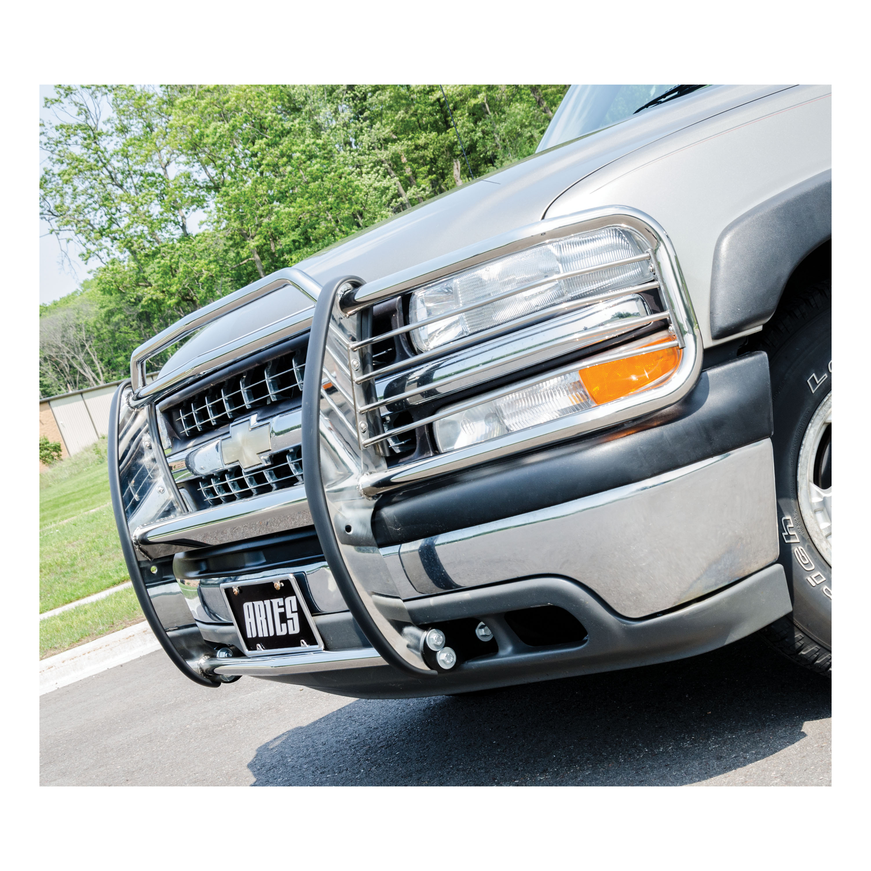 ARIES 4043-2 1-1/2-Inch Polished Stainless Steel Grille Guard, No-Drill, Select Chevrolet Silverado 1500, Suburban, Tahoe thumbnail 6