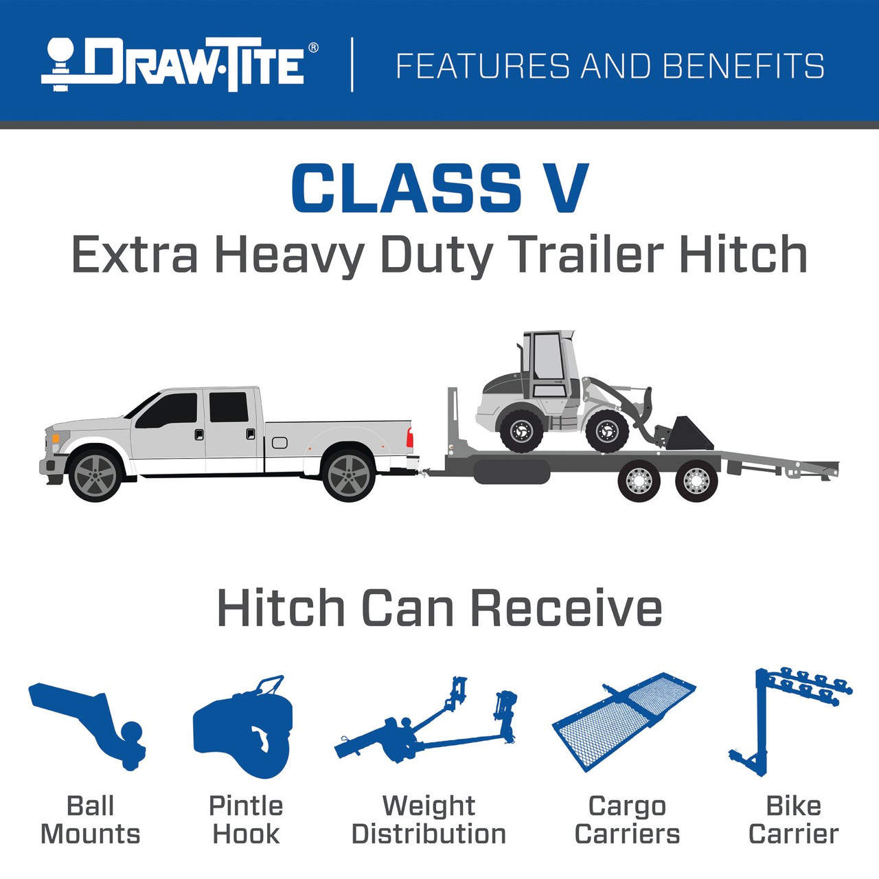 Draw-tite Ultra Frame® Class 4 Trailer Hitch, 2" Square Receiver, Black for Select Ford E-150 Econoline, Ford E-250 Econoline, Ford E-350 Econoline, Ford E-350 Econoline Super Duty 41906 thumbnail 3