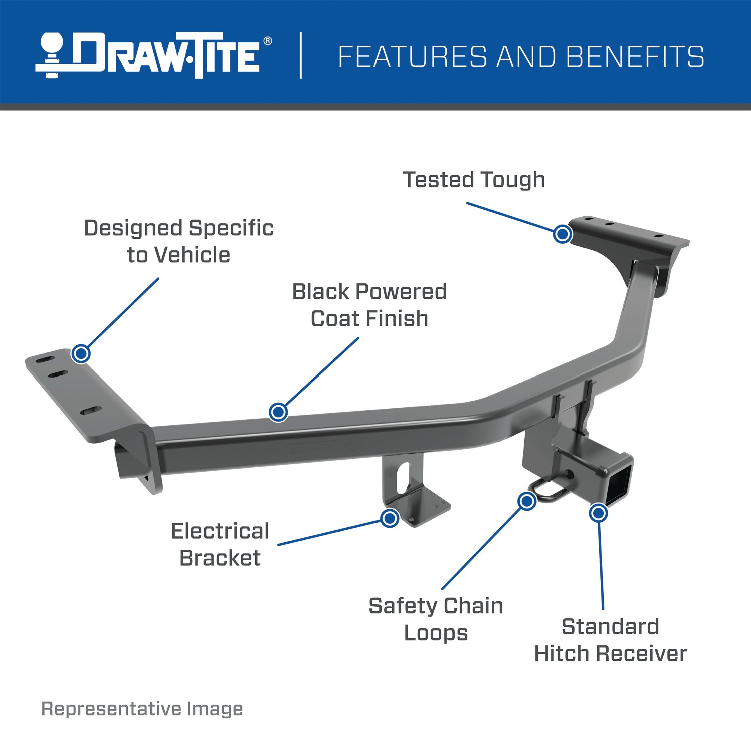 Draw-tite Class 3 Trailer Hitch, 2" Square Receiver, Black for Select Lexus RX330, Lexus RX350, Lexus RX400h, Toyota Highlander 75153 thumbnail 2
