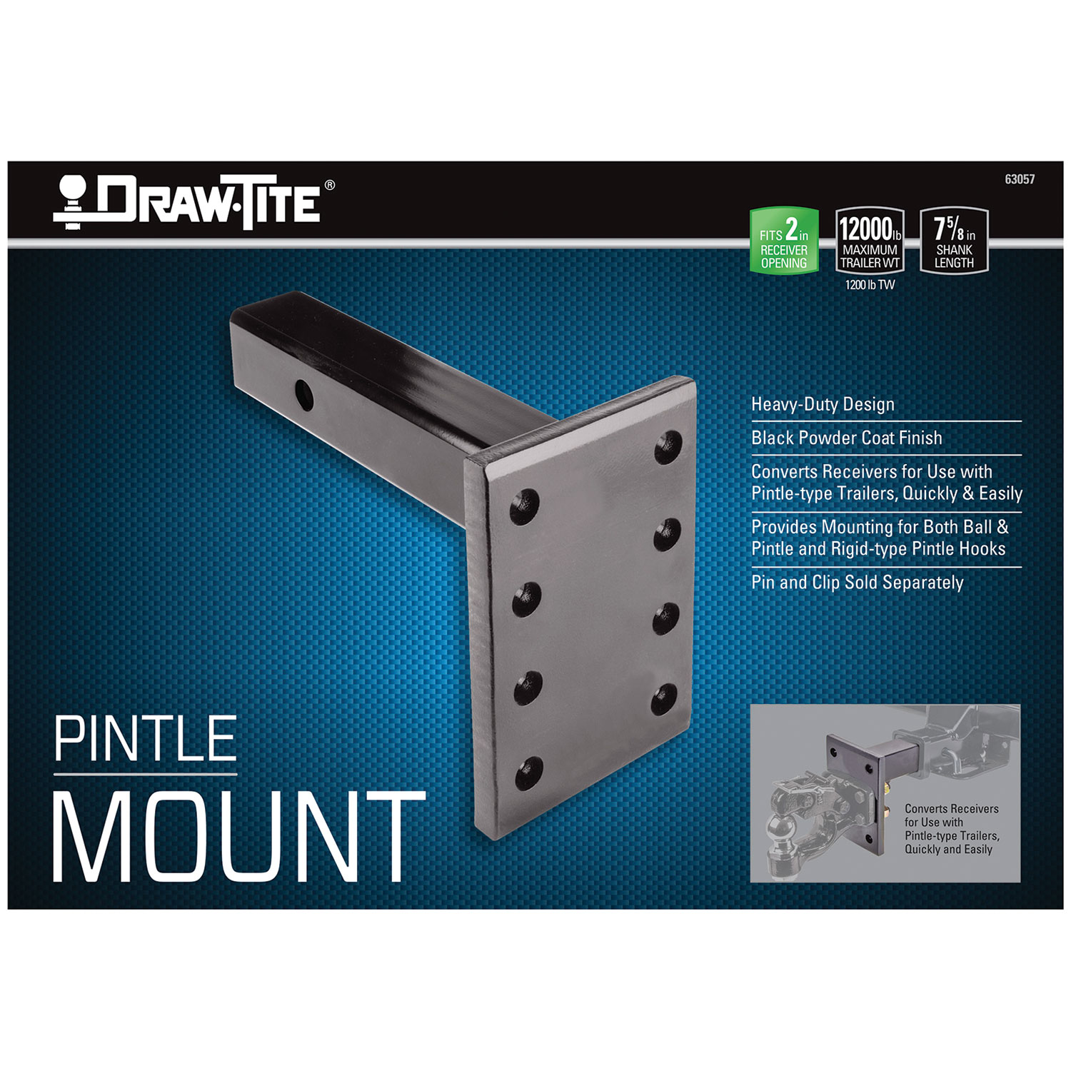 Draw-tite Pintle Hook Mounting Plate, 12,000 lbs. Capacity, Fits 2 in. Receiver thumbnail 6
