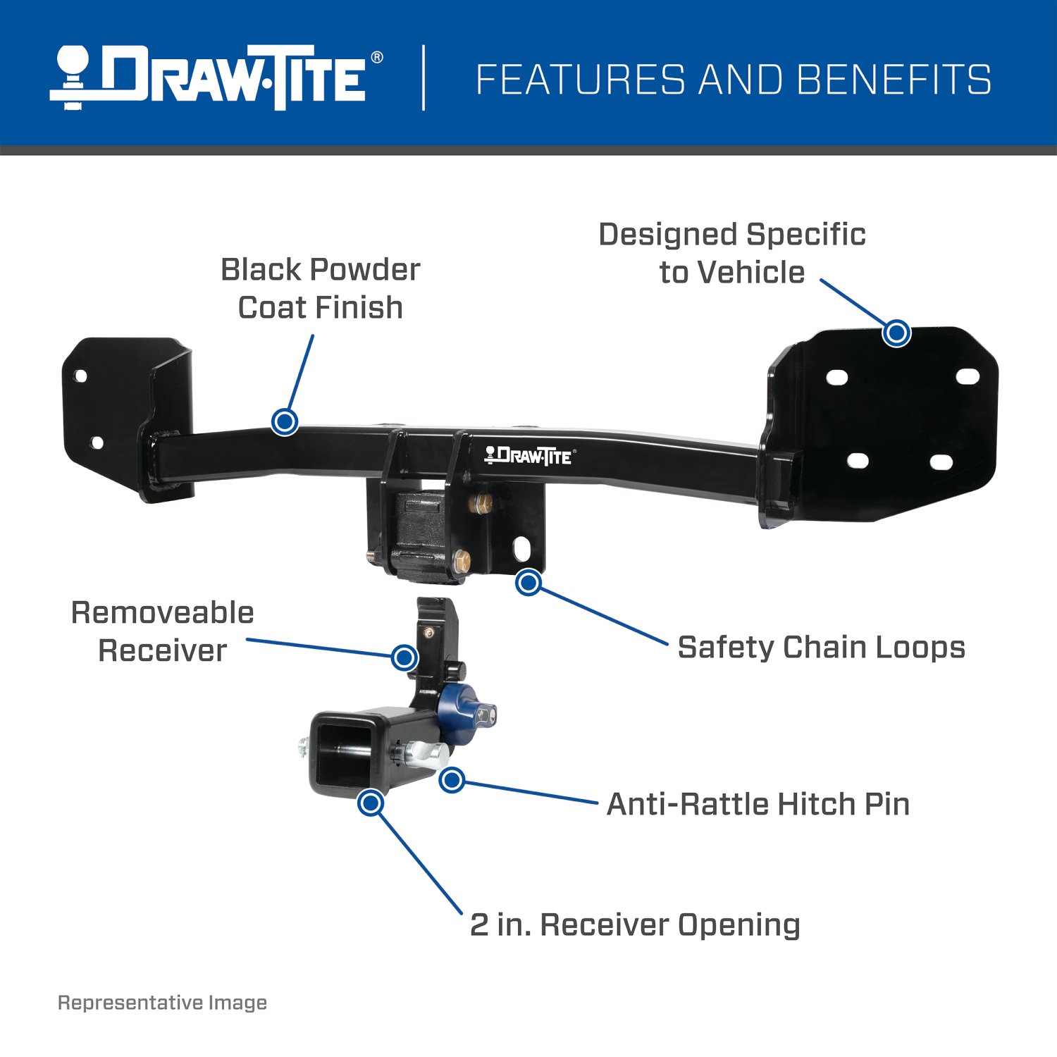 Draw-tite Hidden Hitch® Completely Hidden Trailer Hitch 2" Removable Receiver, Black for Select Ford Mustang Mach-E 76919 thumbnail 2