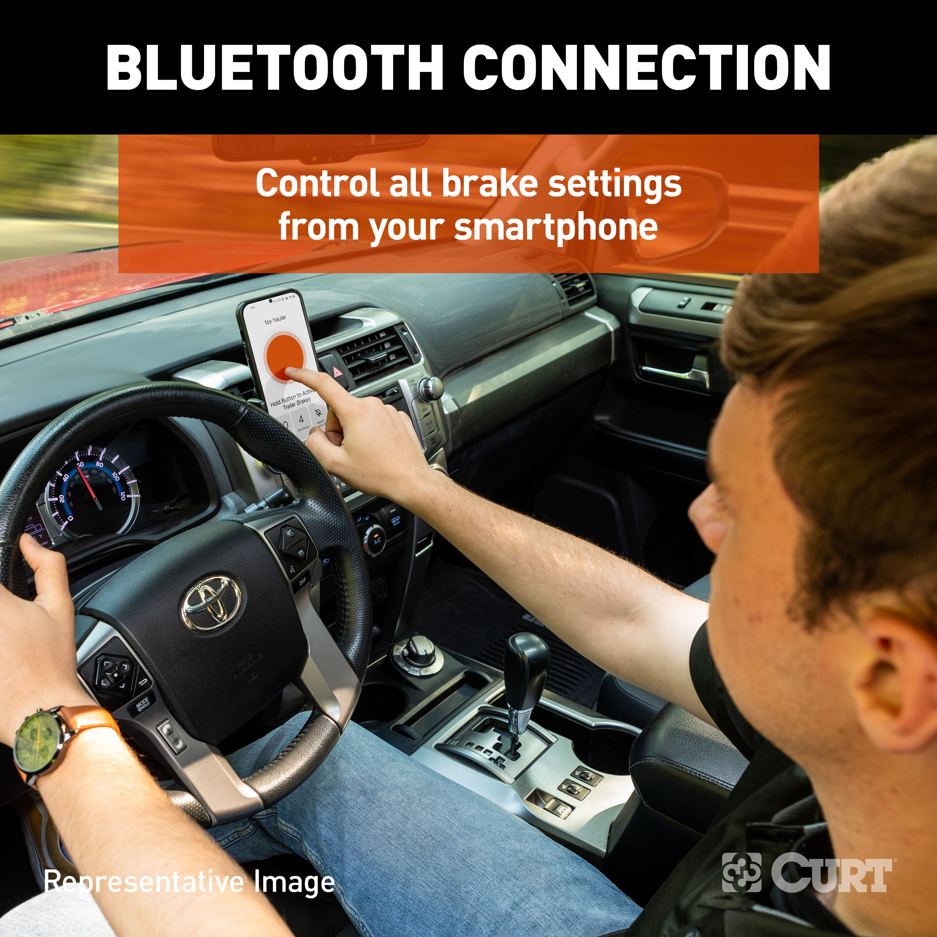 2012-2019 Lincoln MKT CURT Echo Bluetooth Tri-axis inertia Under-Dash Trailer Brake Controller 1-4 Axles thumbnail 4