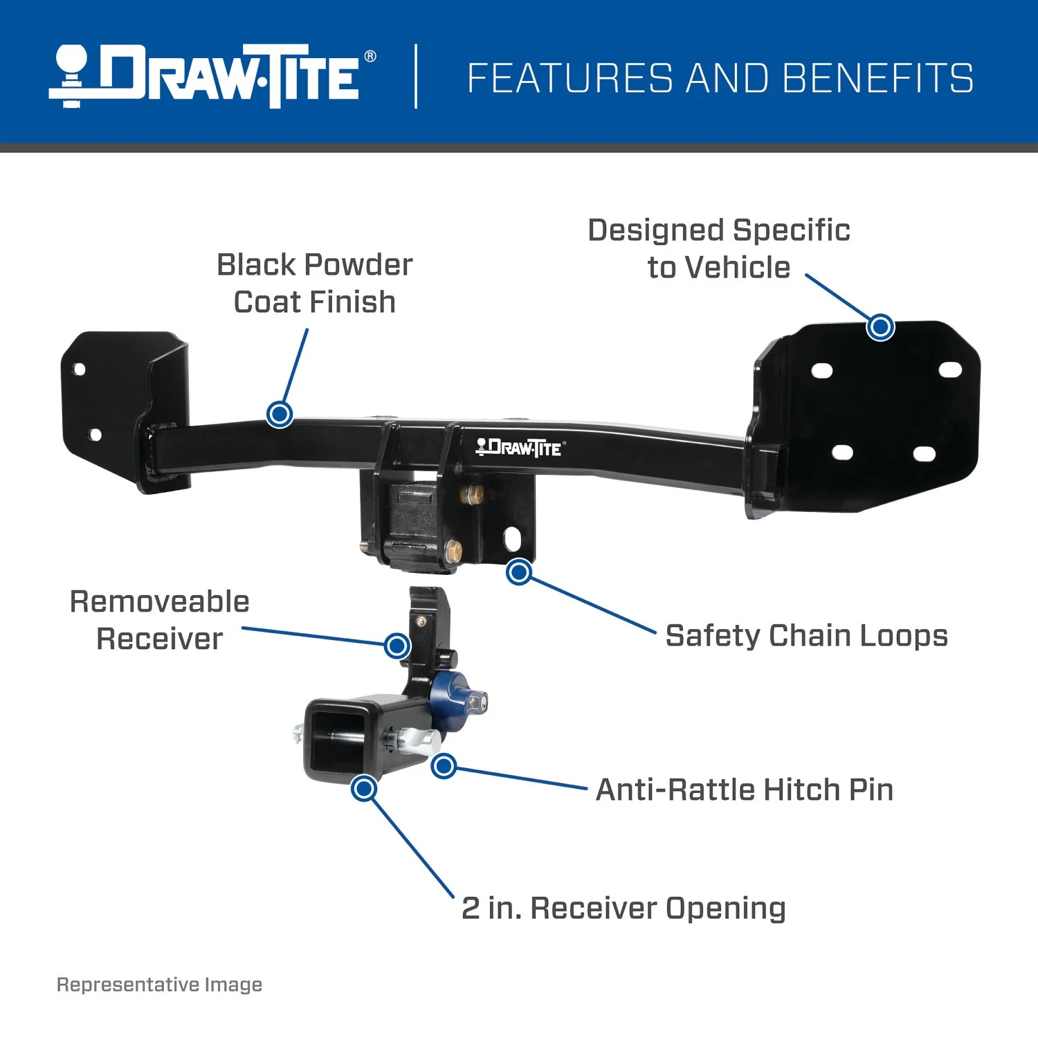 Draw-tite Hidden Hitch® Completely Hidden Trailer Hitch 2" Removable Receiver, Black for Select Ford Explorer, Lincoln Aviator 76910 thumbnail 2