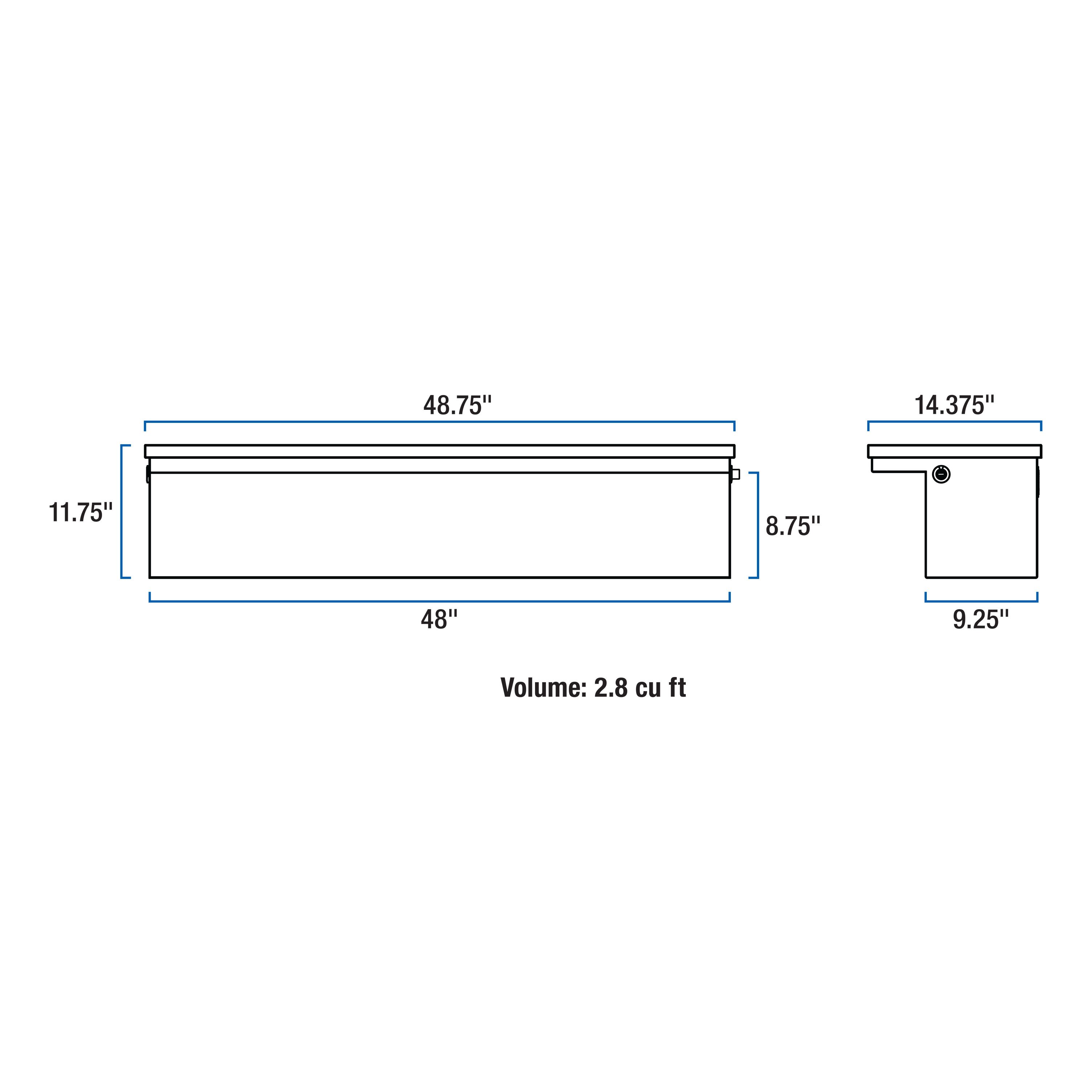UWS Gloss Black Aluminum 48" Truck Side Tool Box with Low Profile (Heavy Packaging) EC30202 thumbnail 6