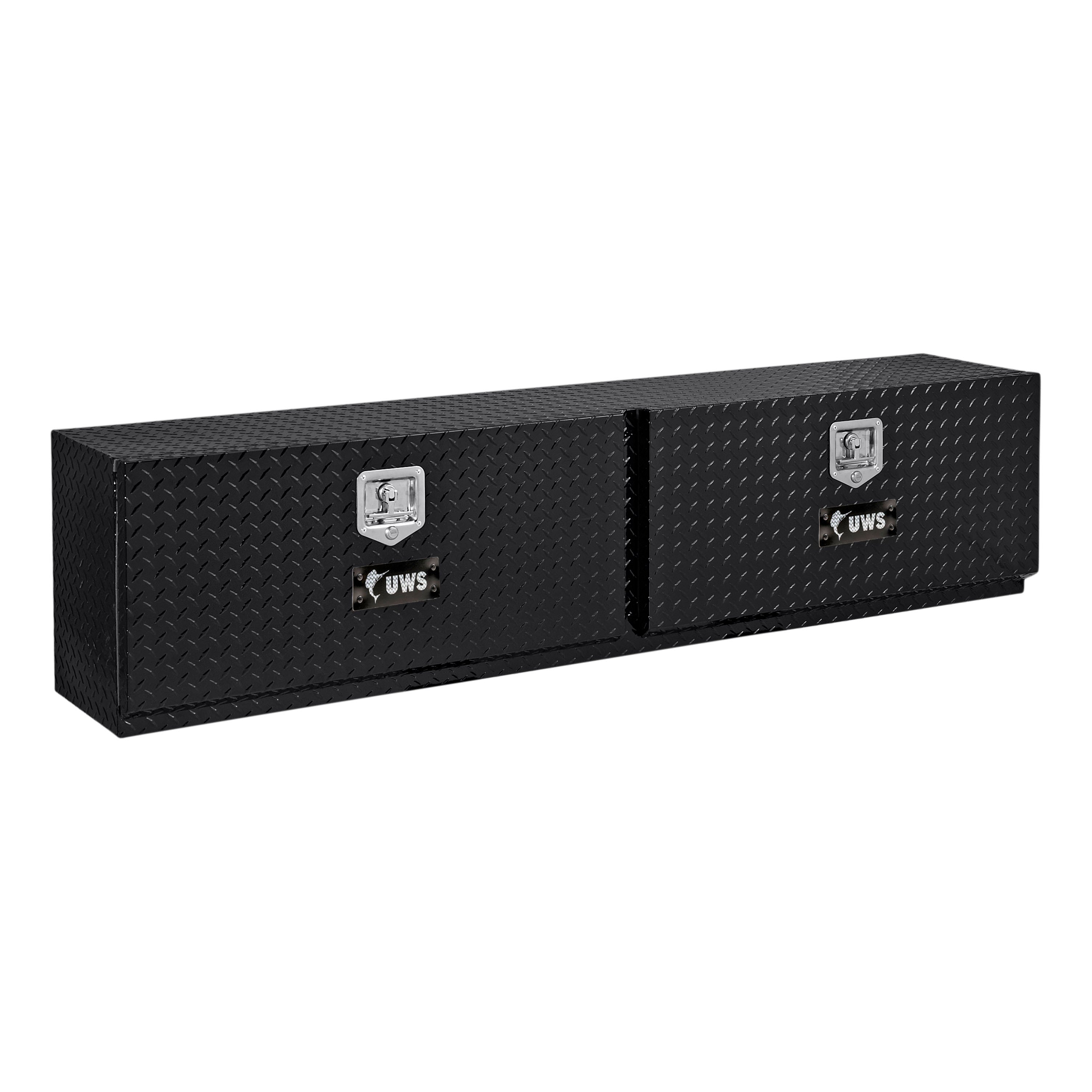 UWS Gloss Black Aluminum 90" Double-Door Topside Truck Tool Box TBTS-90-BLK thumbnail 0